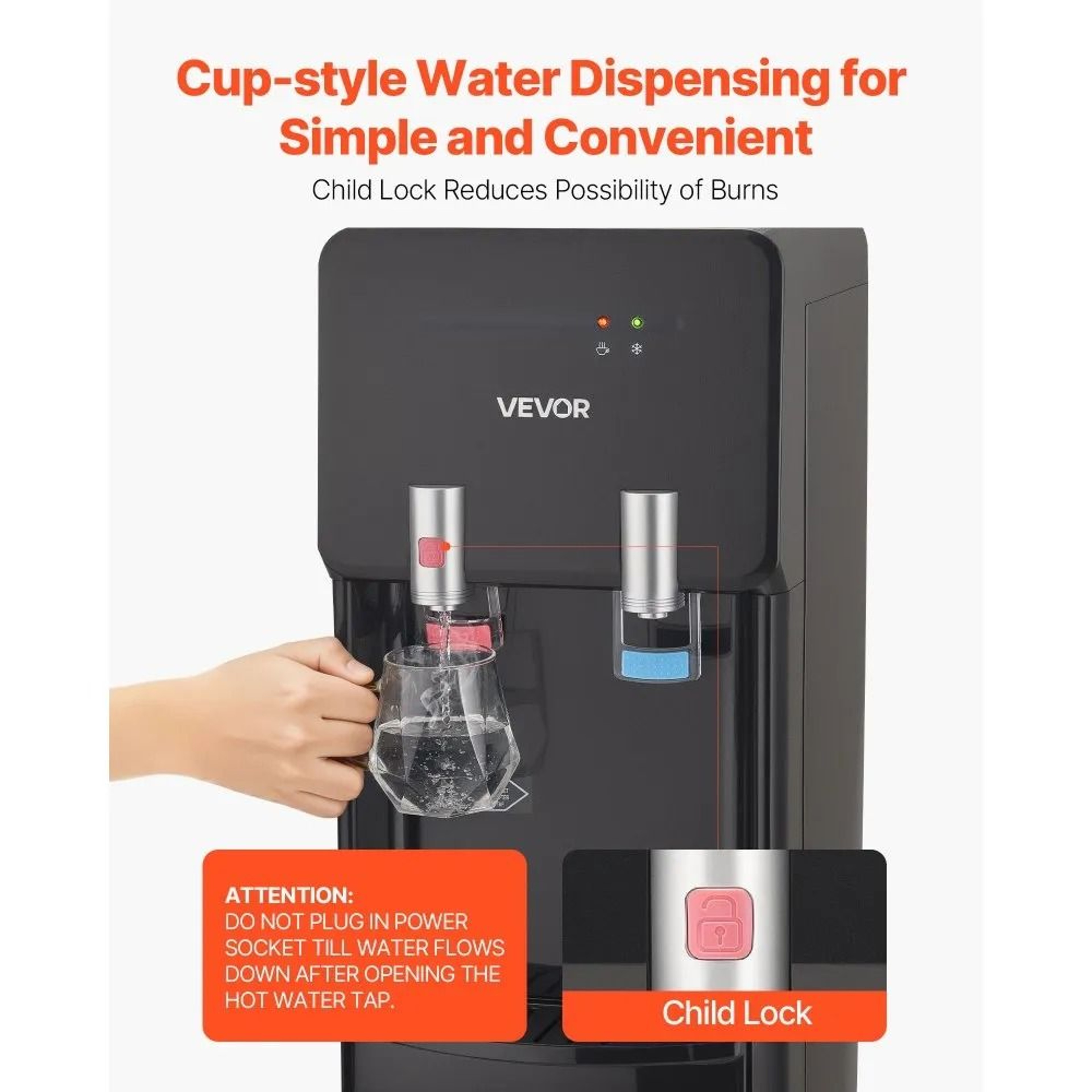Top Loading Water Cooler Dispenser With Hot  Cold Stainless Steel Design For Home  Office 5