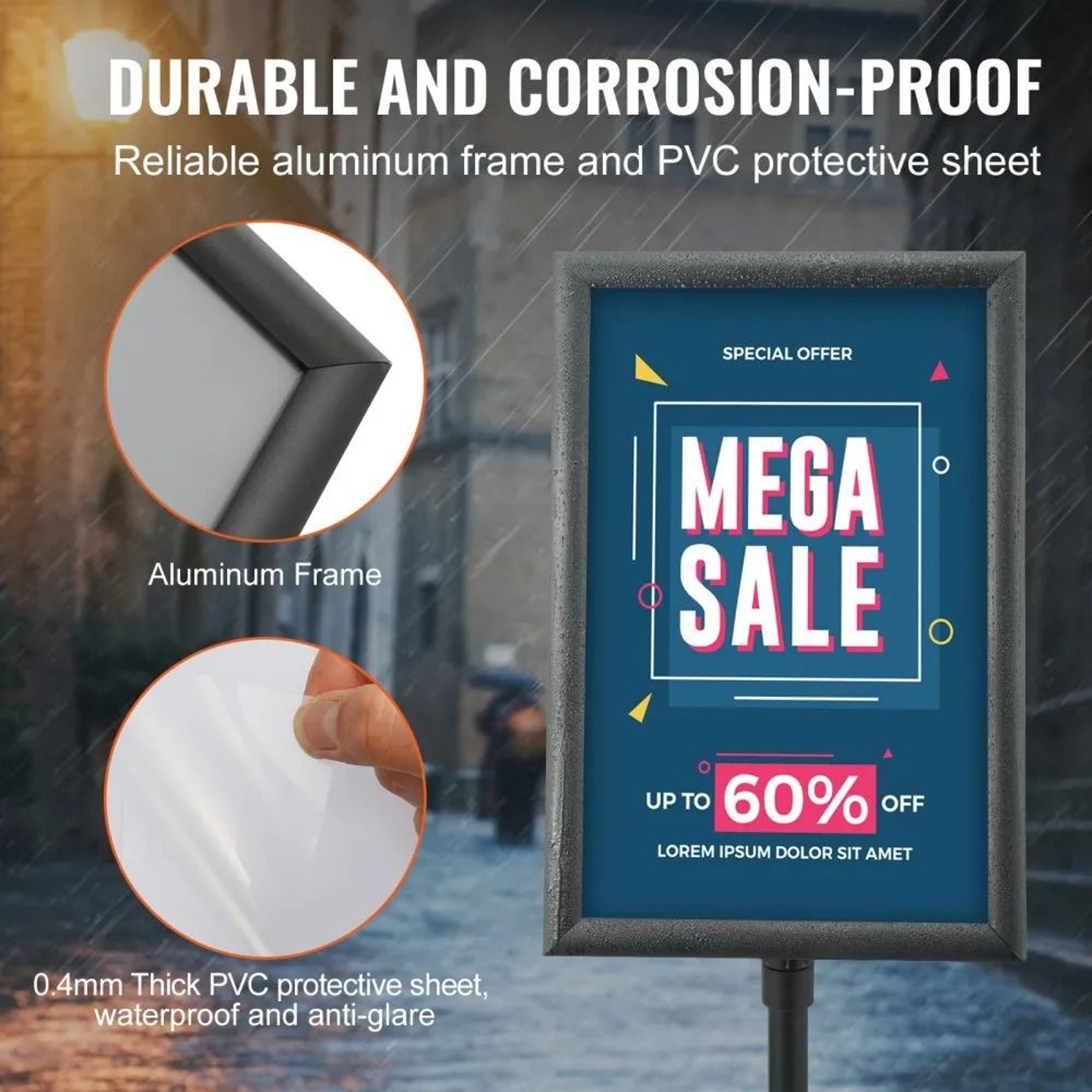 Adjustable Floor Sign Stand Heavy Duty Poster Display Holder With Metal Base 2