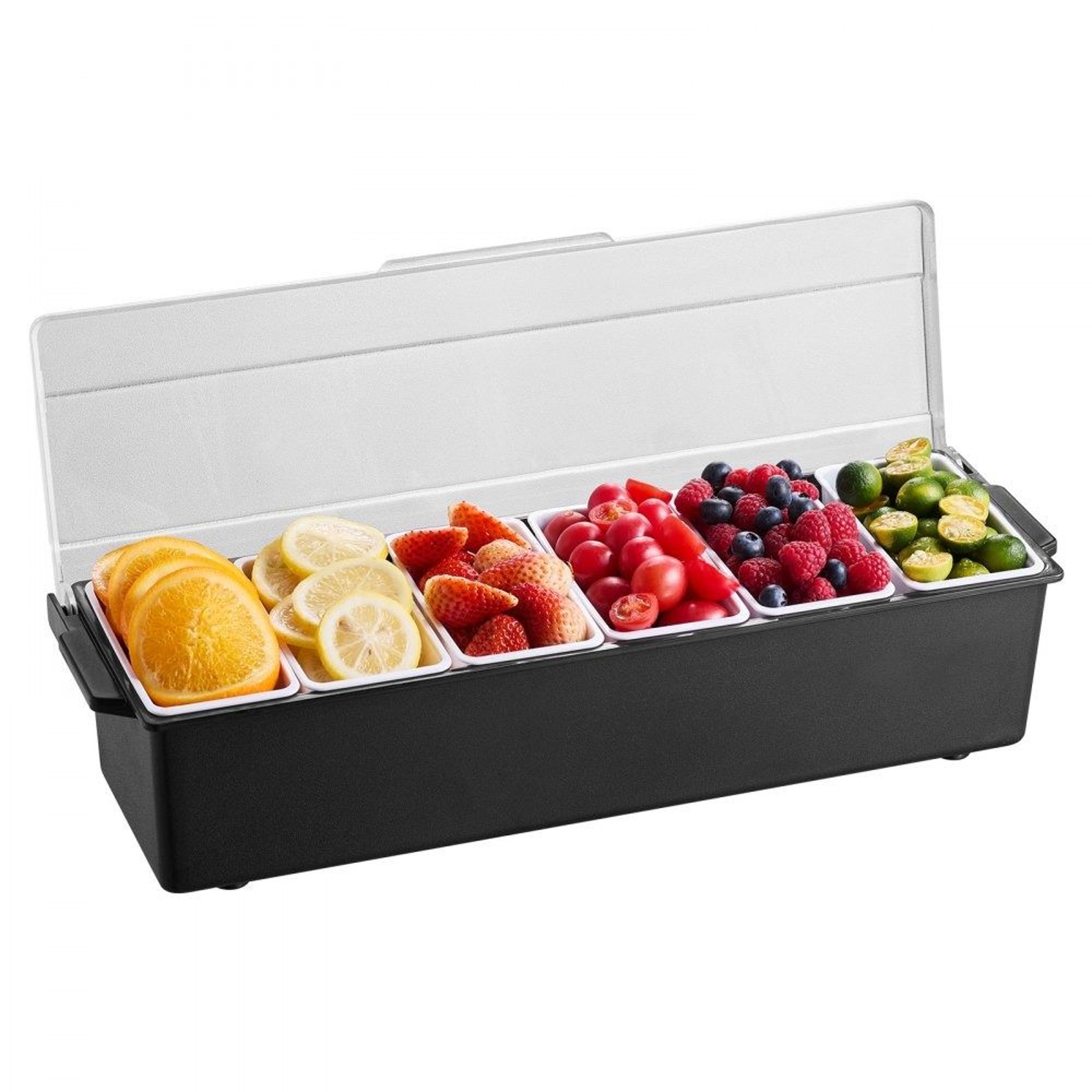 Ice Chilled Condiment Server Tray With Lid Compartment Garnish Caddy For Bar Taco Salad  Fruit 10