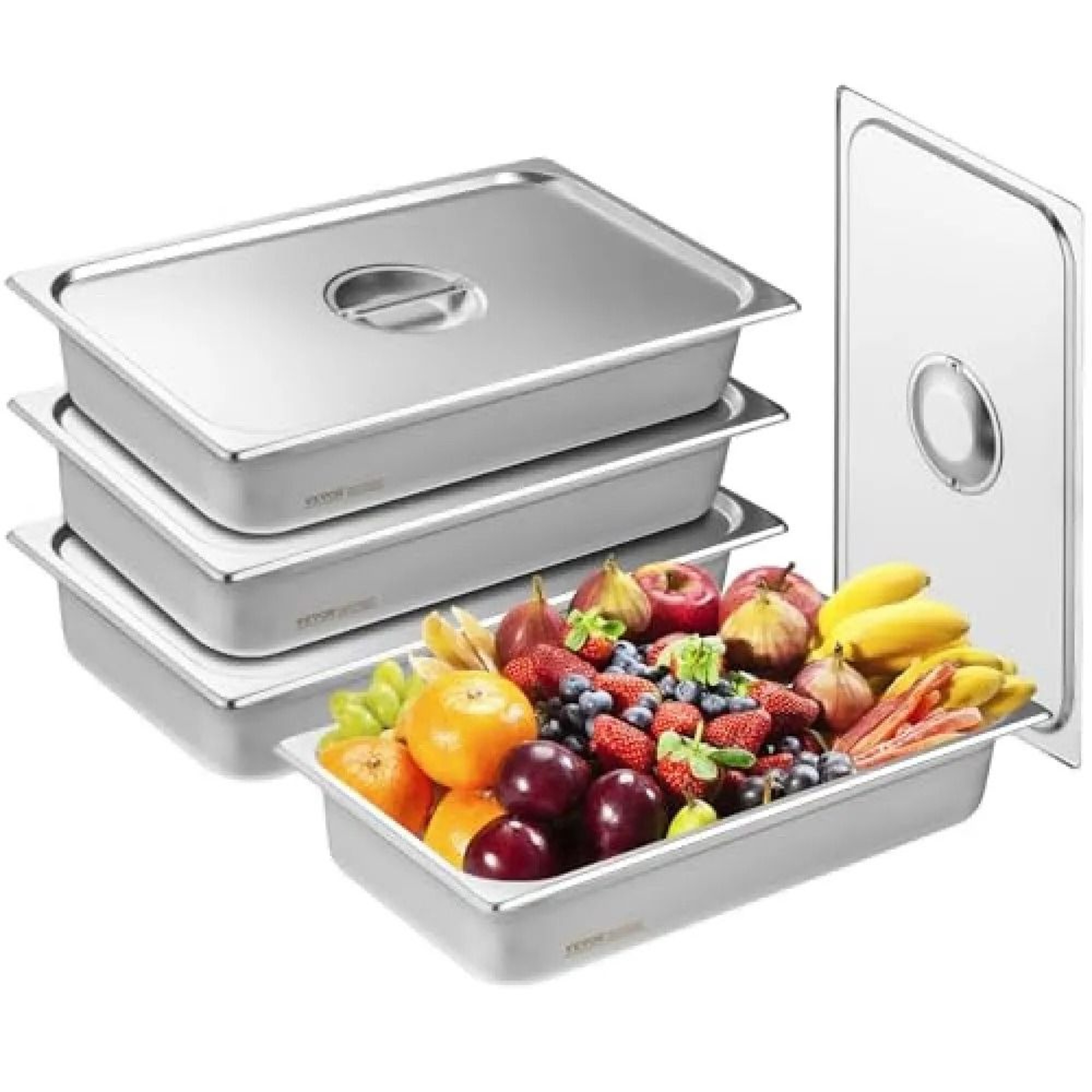 Full Size Stainless Steel Hotel Pans With Lids Pack Deep Steam Table Pans 0