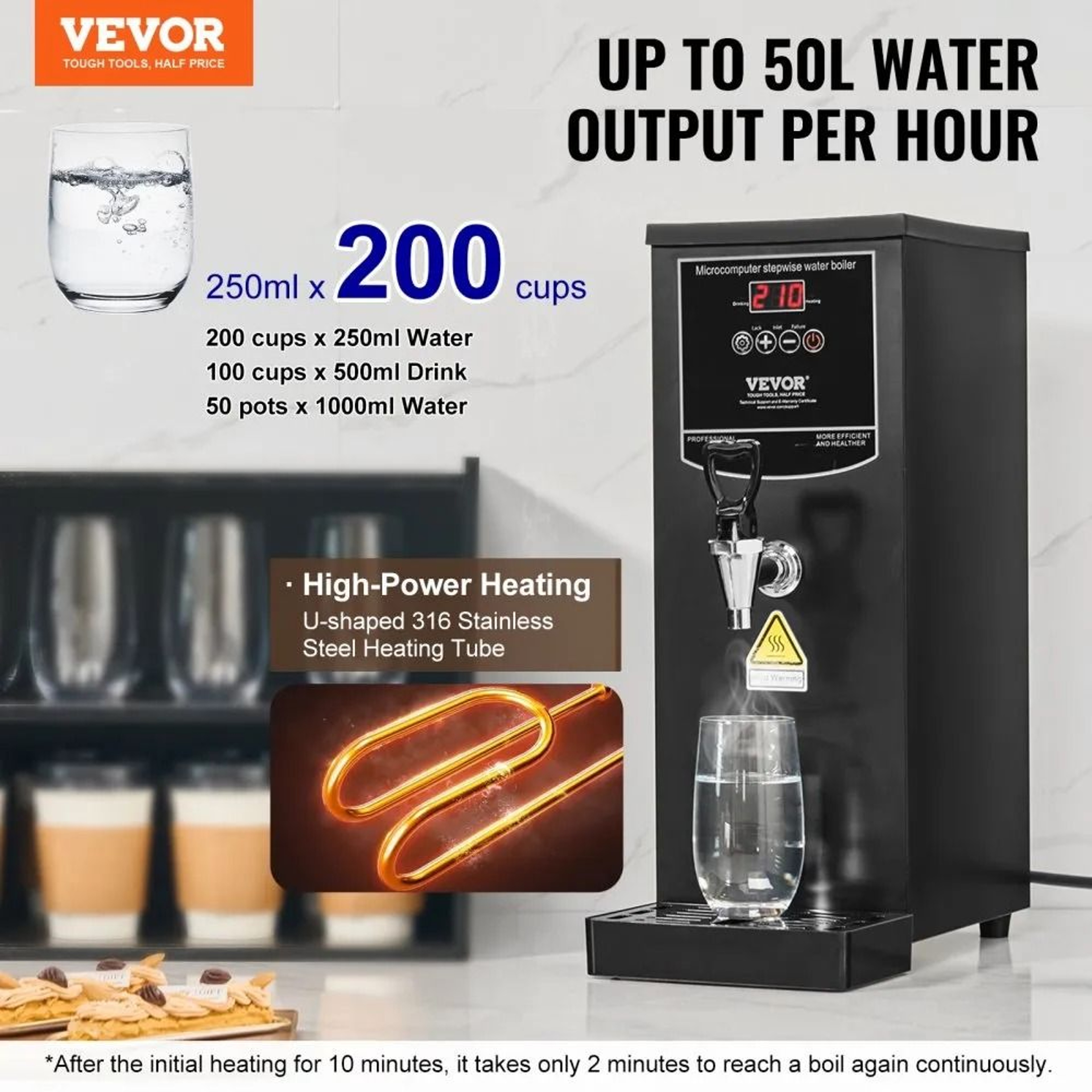 Commercial Water Boiler With Auto Refill  Fast Heating Hot Water Dispenser 1