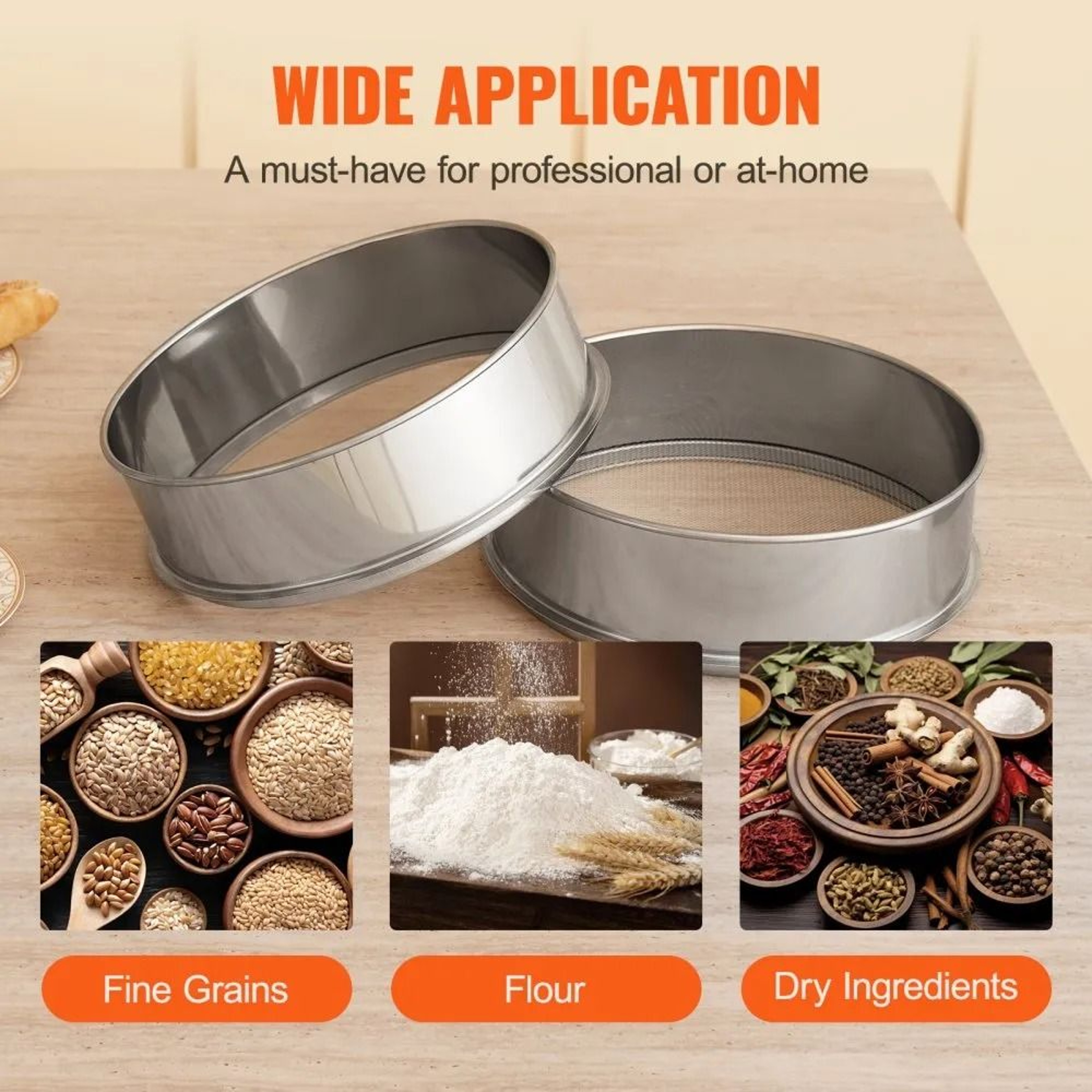 Mesh Flour Sifter Stainless Steel Fine Mesh Strainer For Baking  Dry Ingredients 2