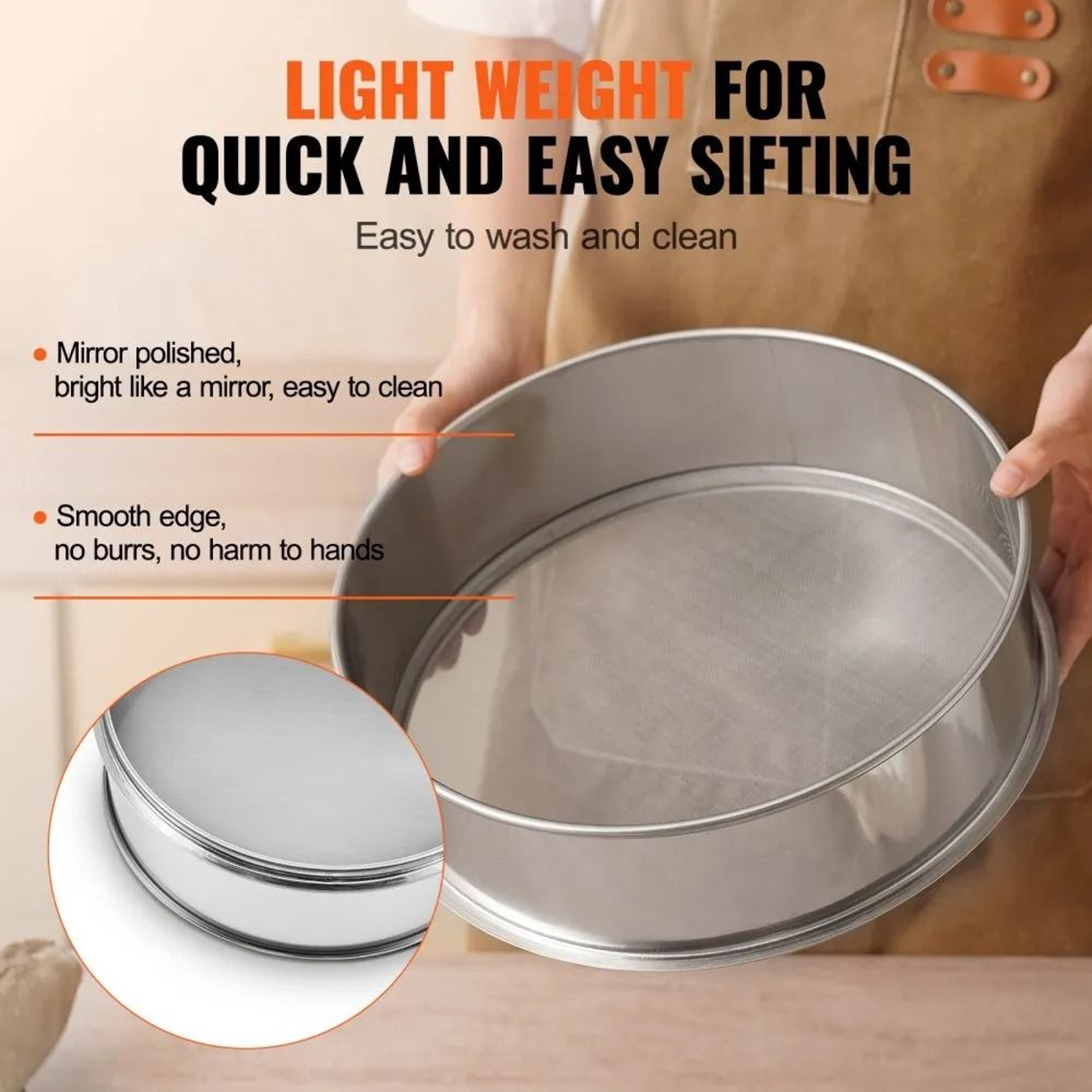 Mesh Flour Sifter Stainless Steel Fine Mesh Strainer For Baking  Dry Ingredients 3