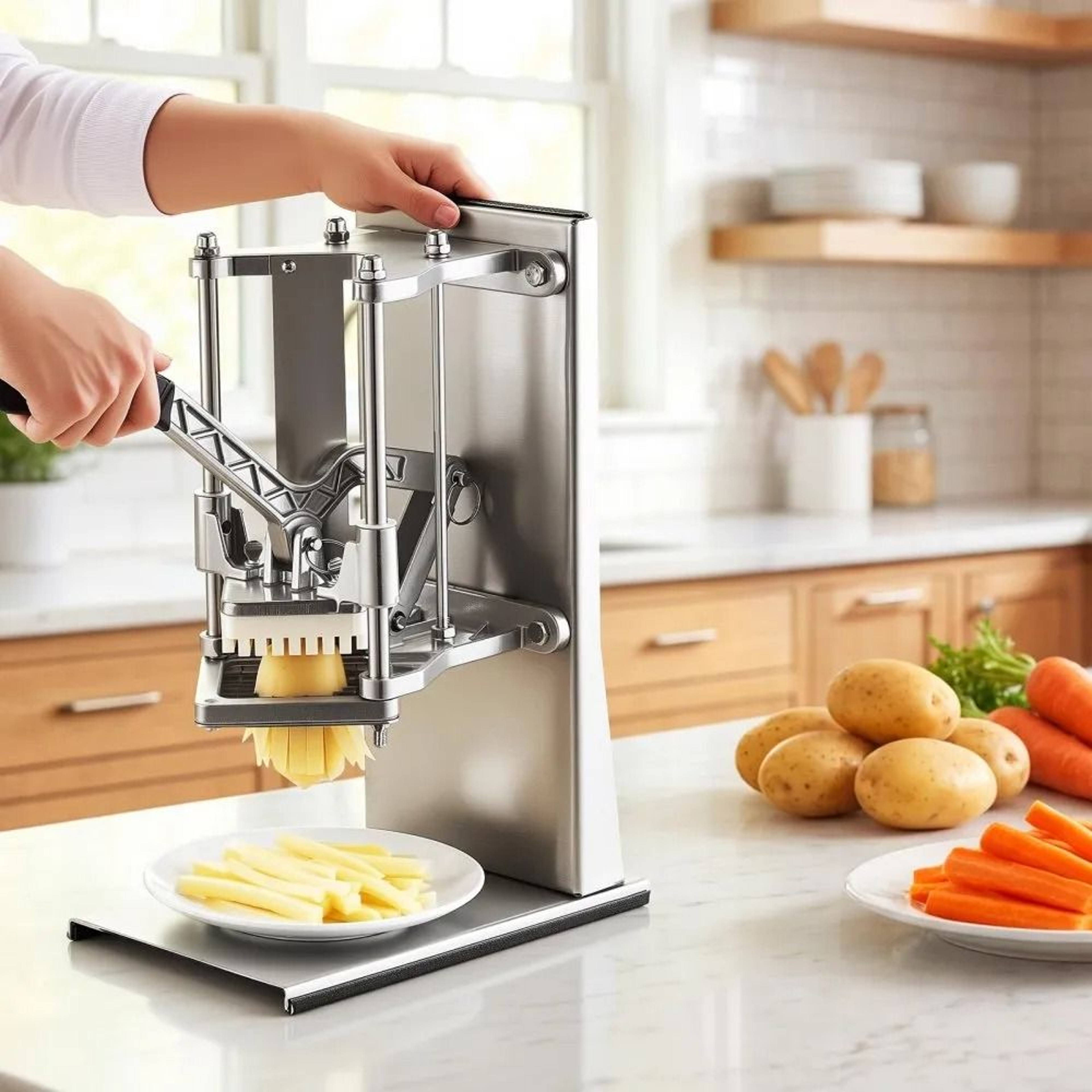 Heavy Duty Commercial French Fry Cutter  Vegetable Chopper With 4 Blades 6