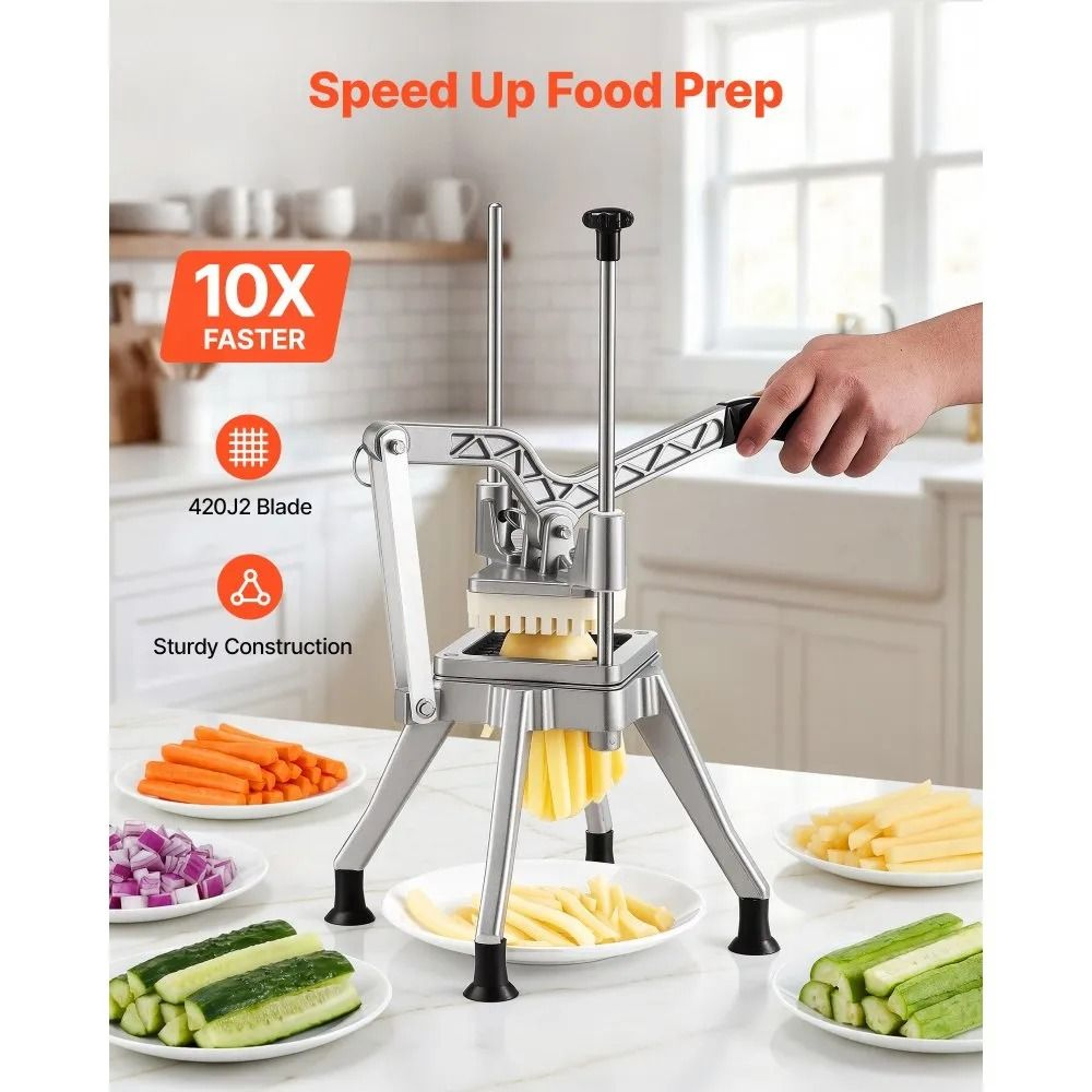 Pro Grade Vertical French Fry Cutter  Vegetable Slicer 1