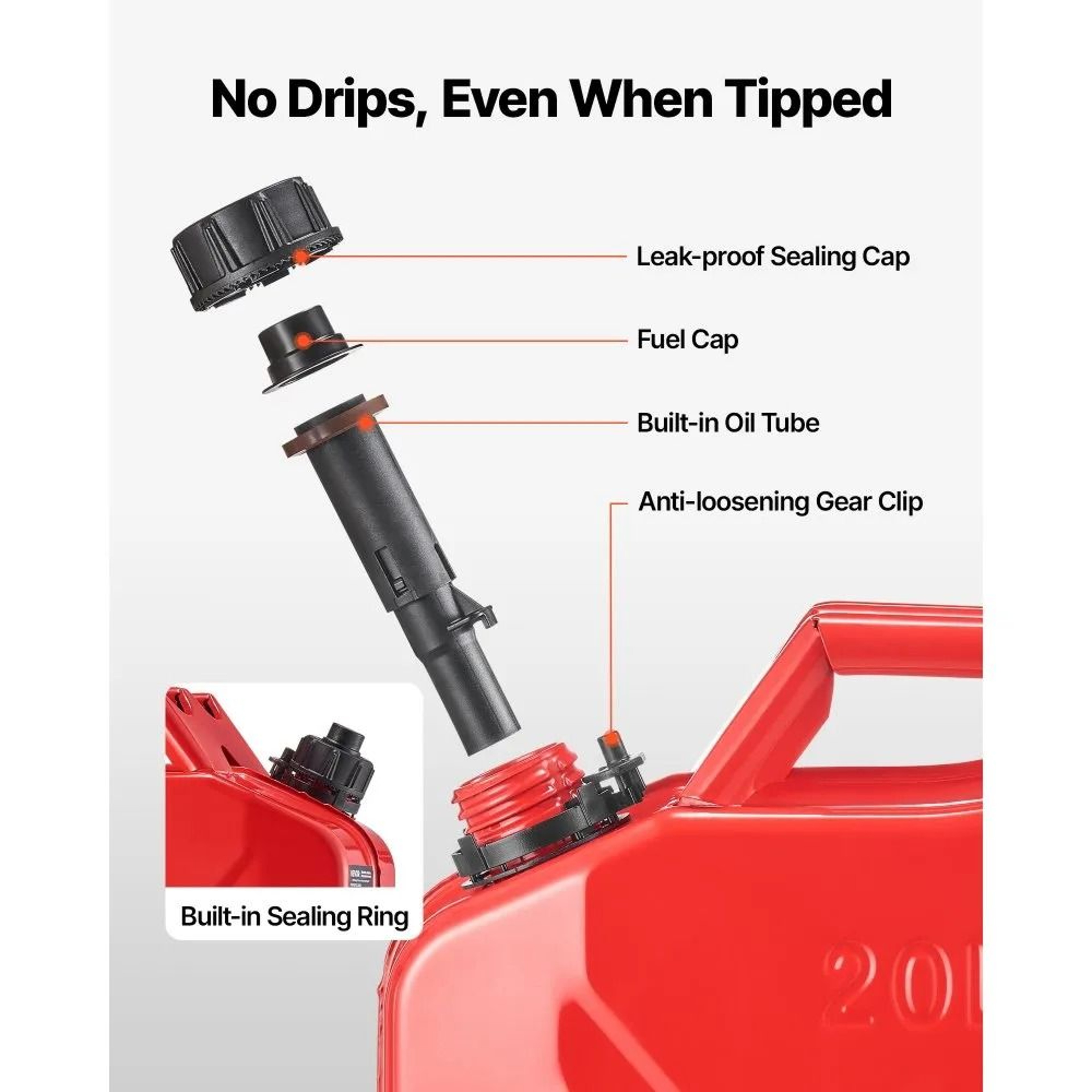 Heavy Duty Portable Gas Can Leakproof Metal Fuel Container For Cars ATVs  Outdoor Use 4