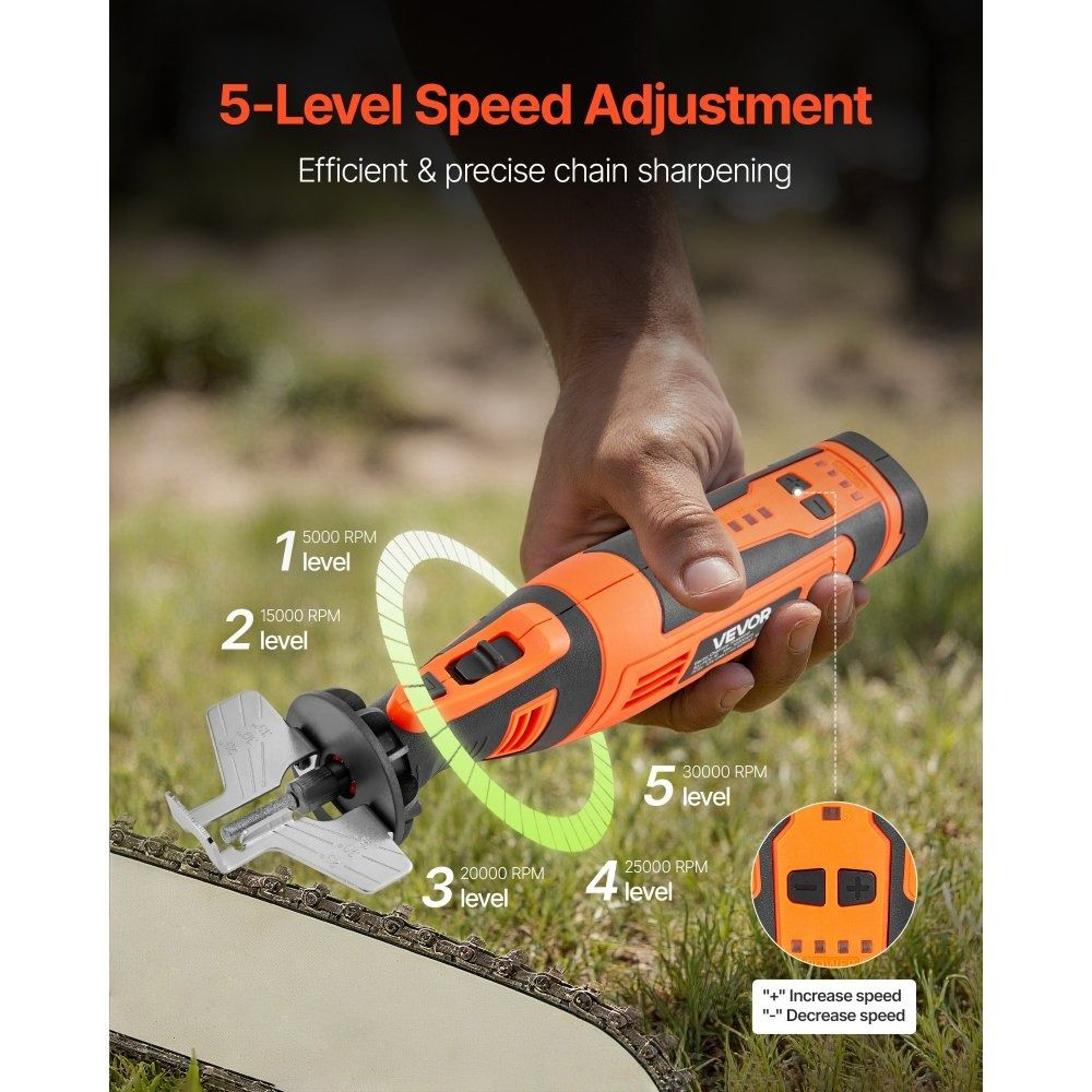 Cordless Chainsaw Sharpener 5 Speed Adjustable Electric Tool 3