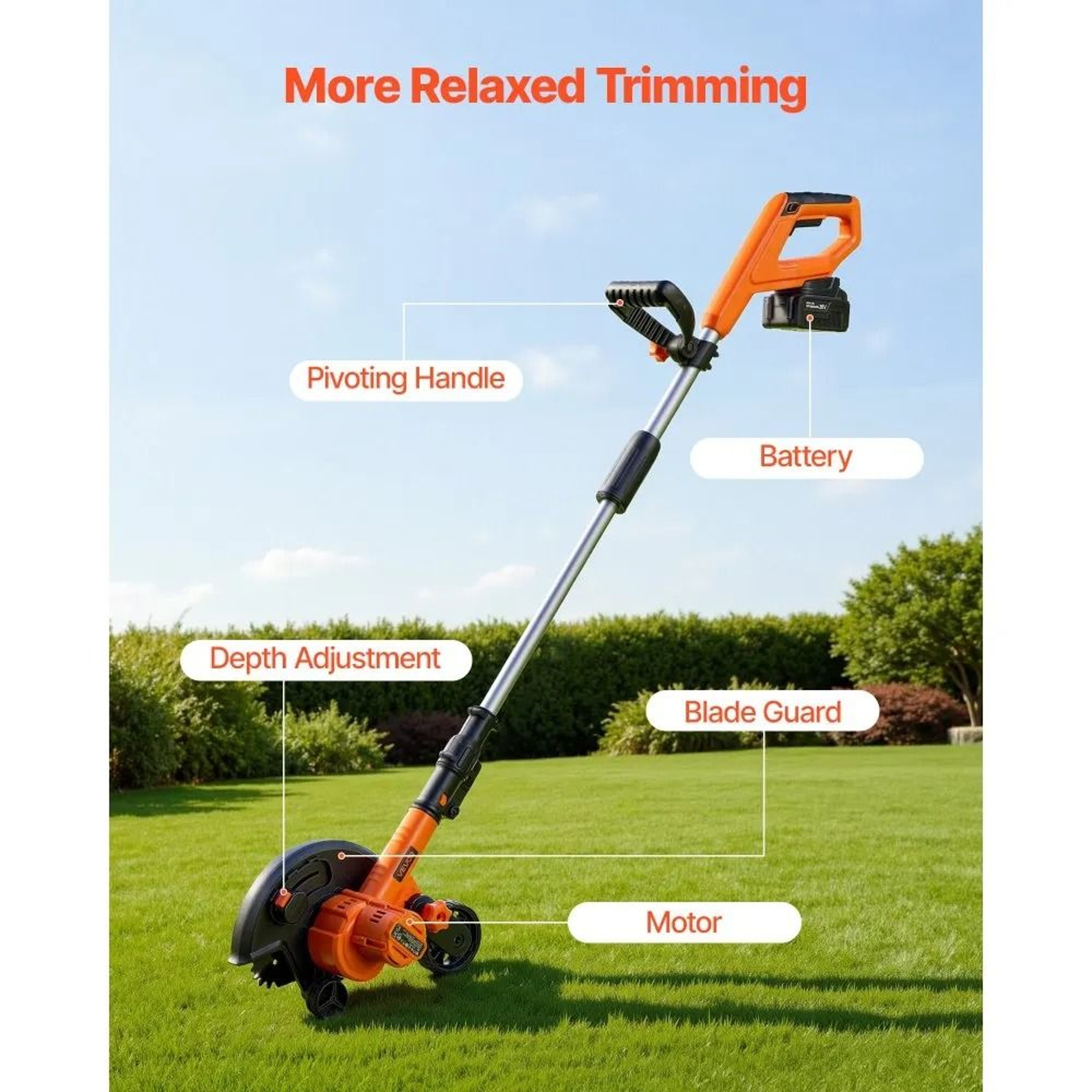 Premium Battery Powered Lawn Edger With Blade  Adjustable Depth 2