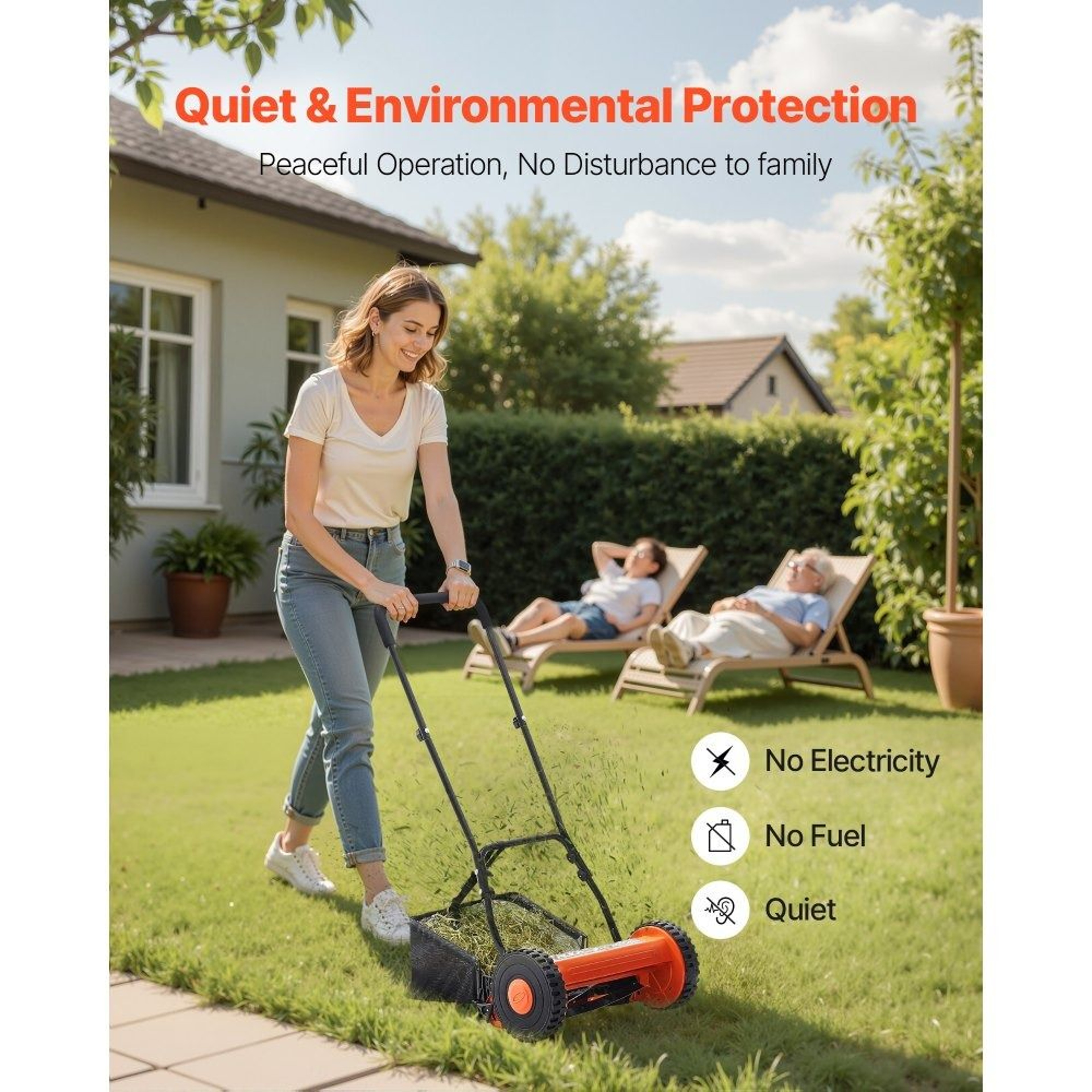 Manual Reel Lawn Mower With Adjustable Grass Catcher 1
