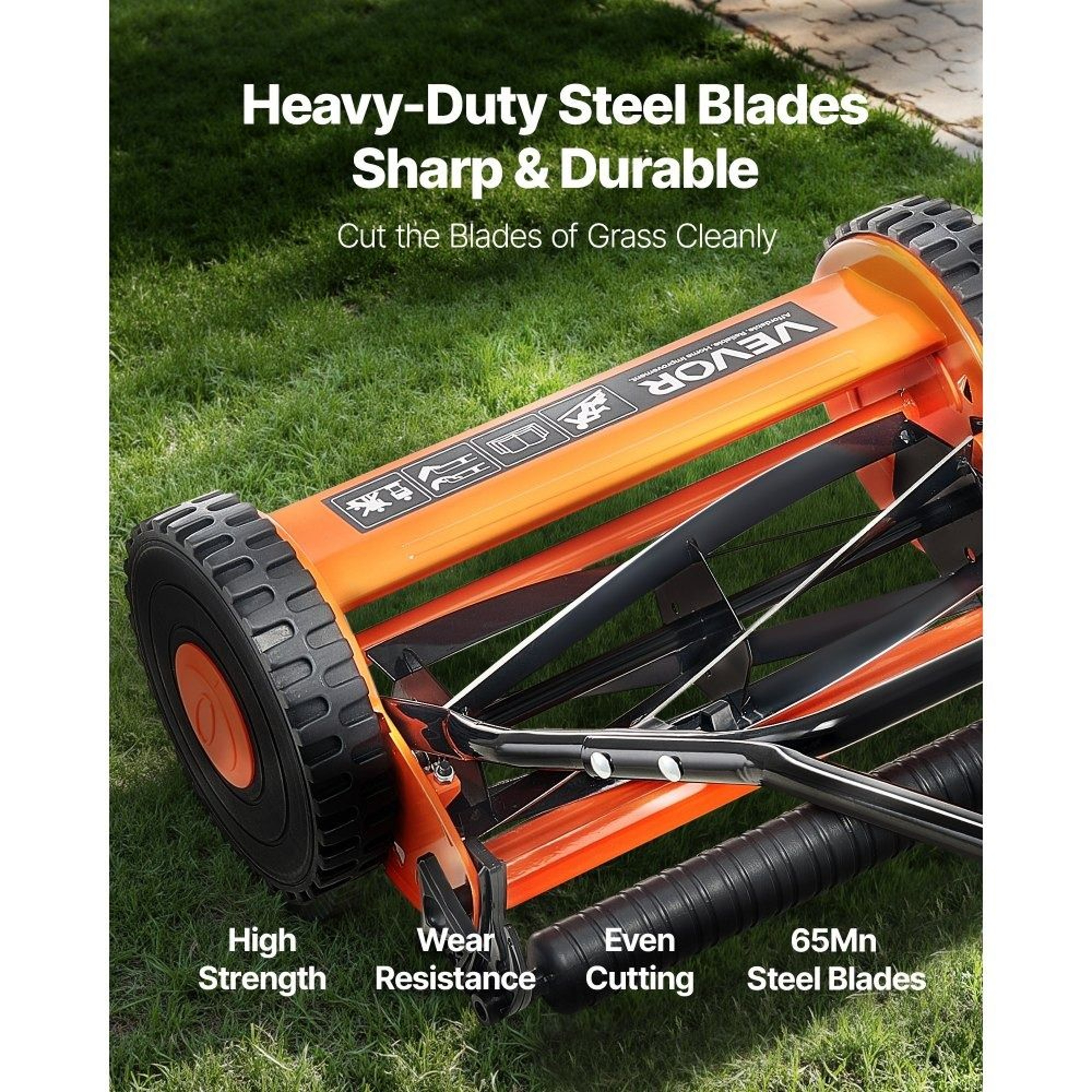 Manual Reel Lawn Mower With Adjustable Grass Catcher 3