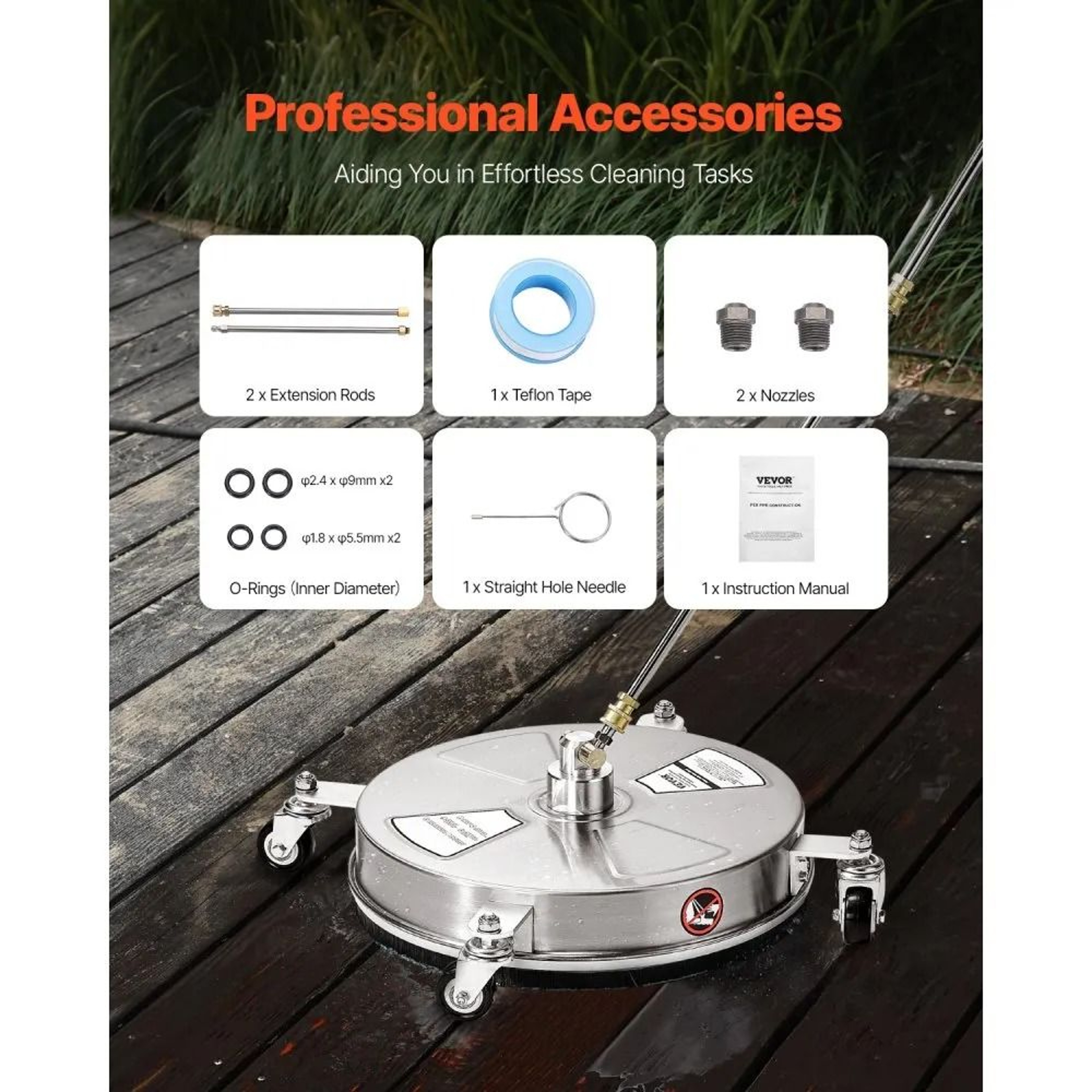 Pressure Washer Surface Cleaner With 4 Wheels  Dual Nozzles For Driveways And Patios 5