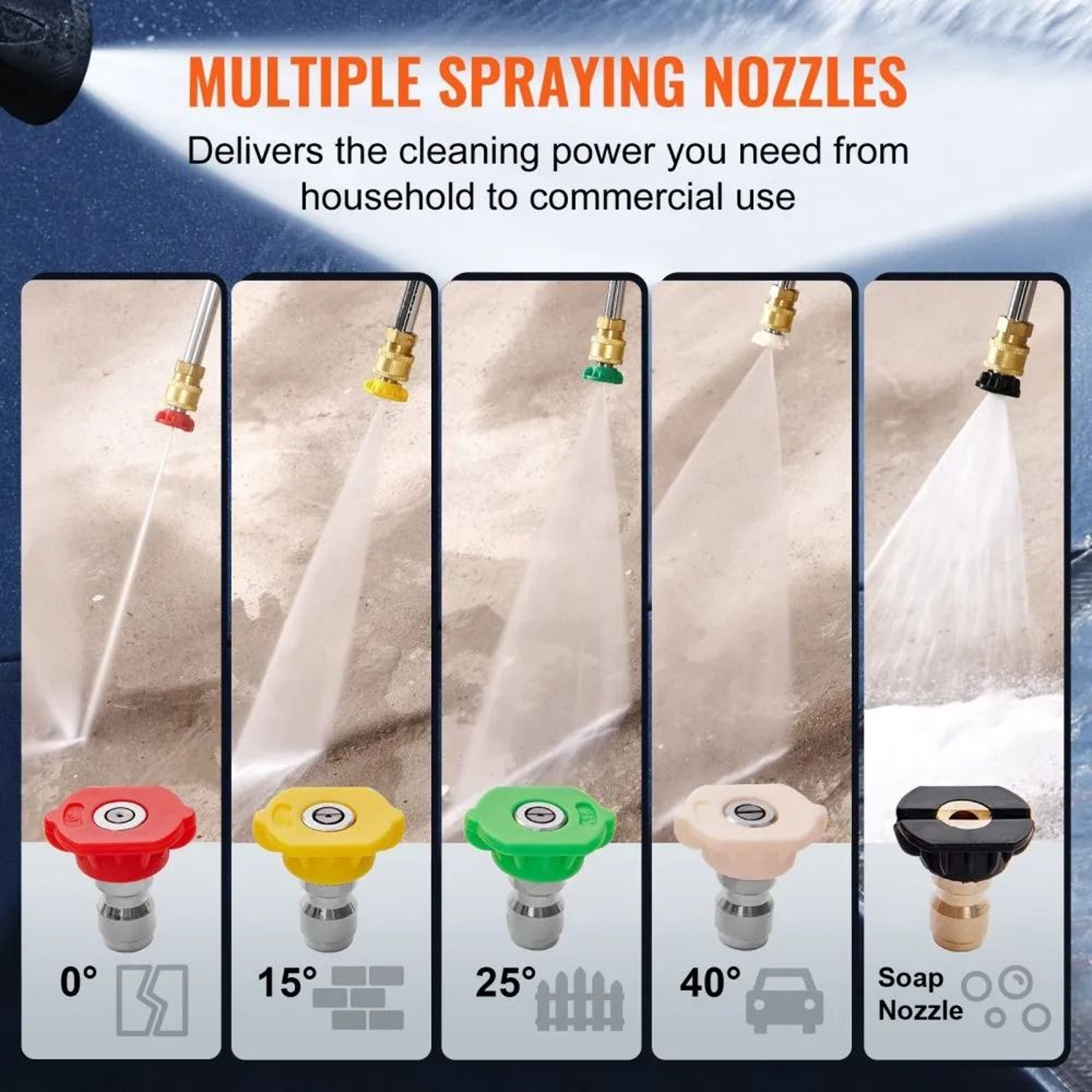 Premium Pressure Washer Pump Kit 3500 PSI 25GPM Replacement With 5 Nozzles 4