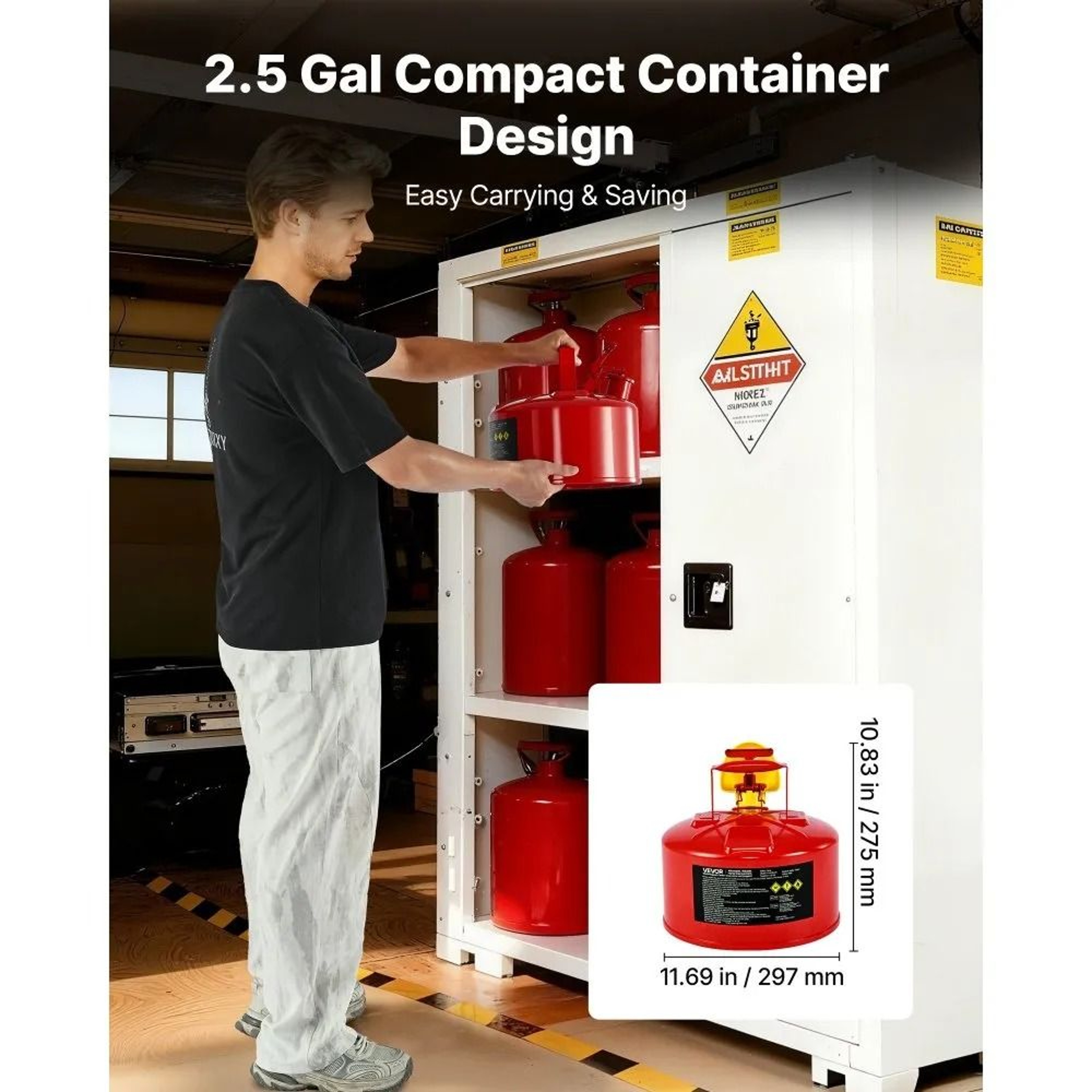 25 Gallon Safety Gas Can With Flame Arrestor  Self Closing Leakproof Lid 3