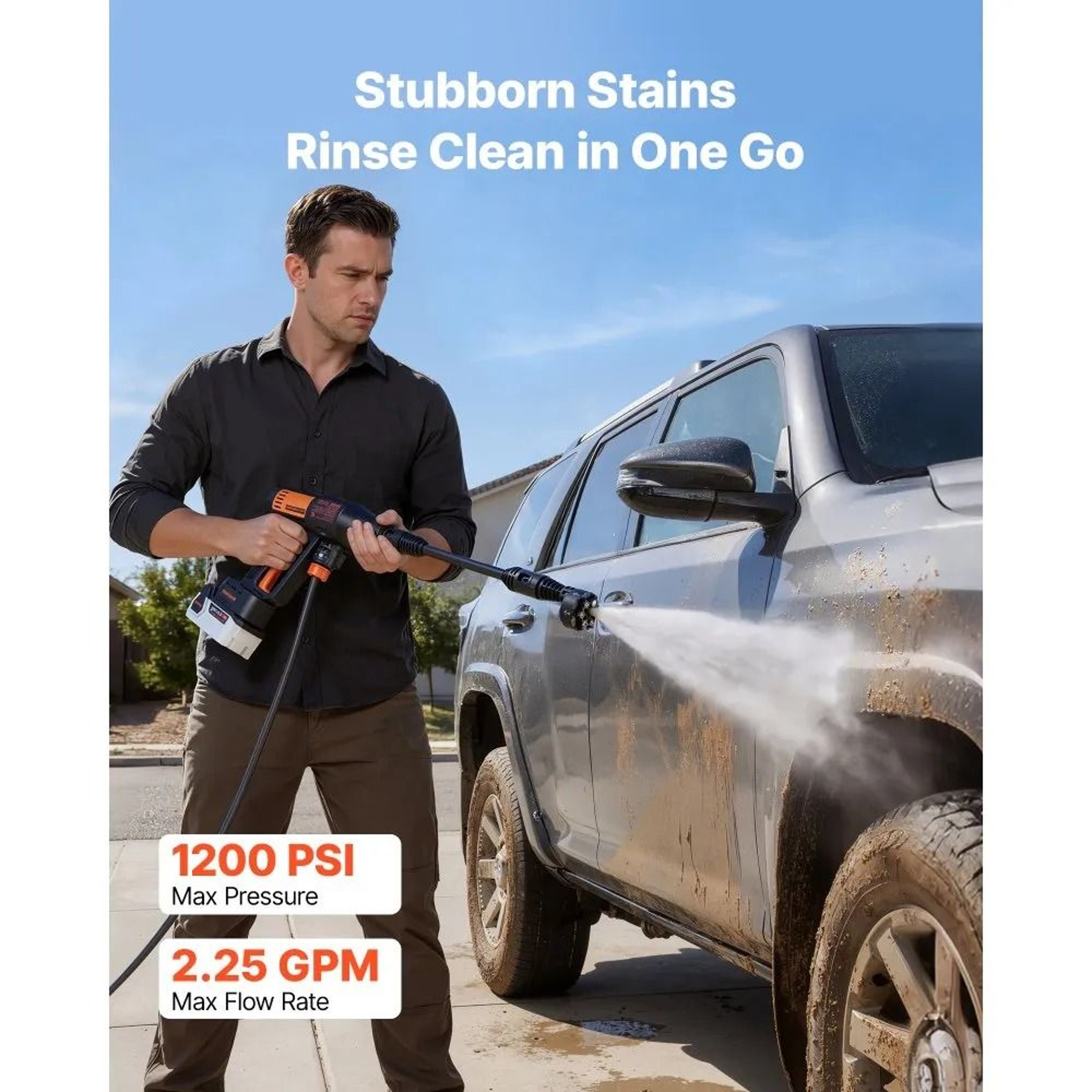 1200PSI Cordless Pressure Washer With Brushless Motor  6in1 Nozzle 1