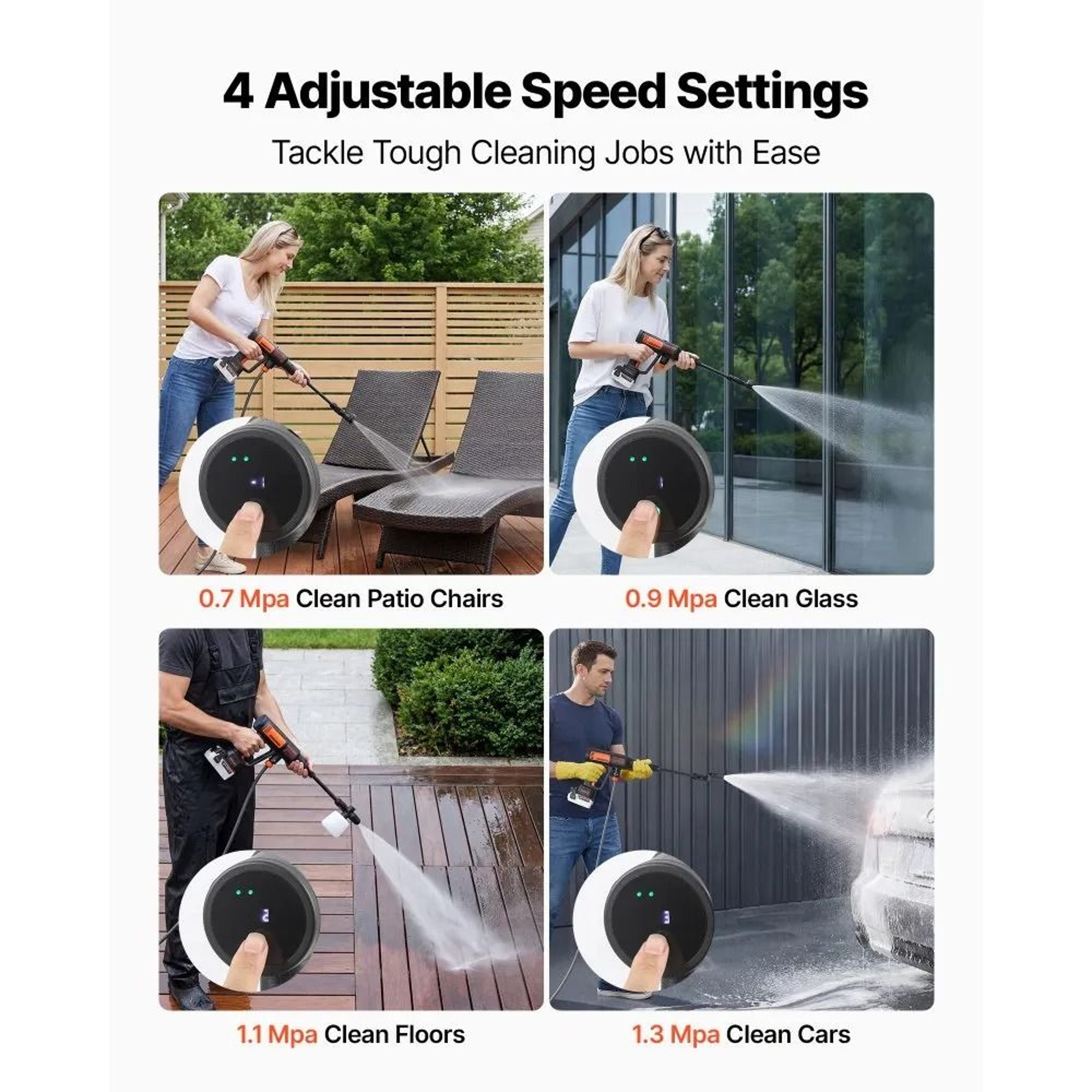 1200PSI Cordless Pressure Washer With Brushless Motor  6in1 Nozzle 7