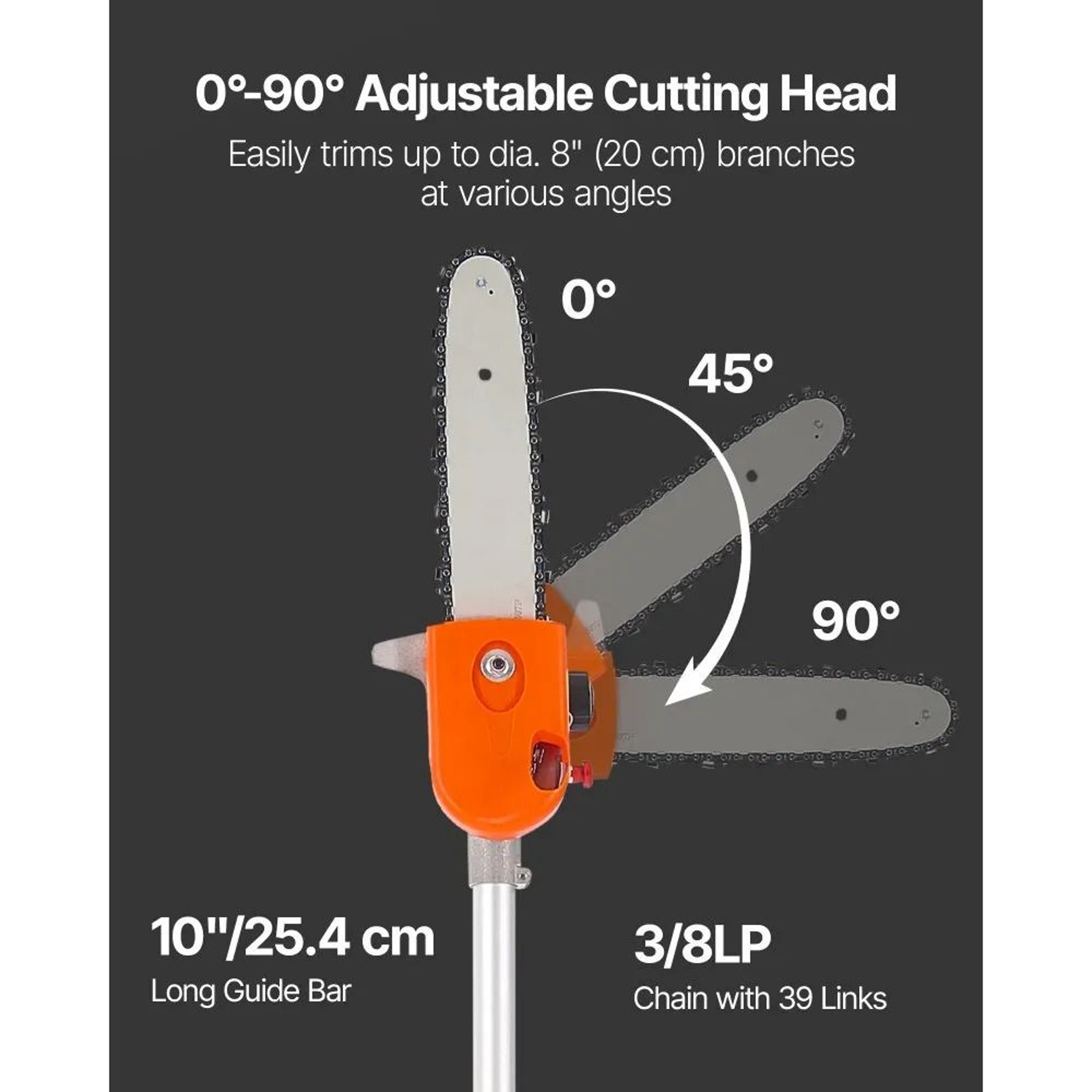 Premium 43CC Gas Pole Saw With Rotatable Head Powerful Extendable Tree Trimmer 5