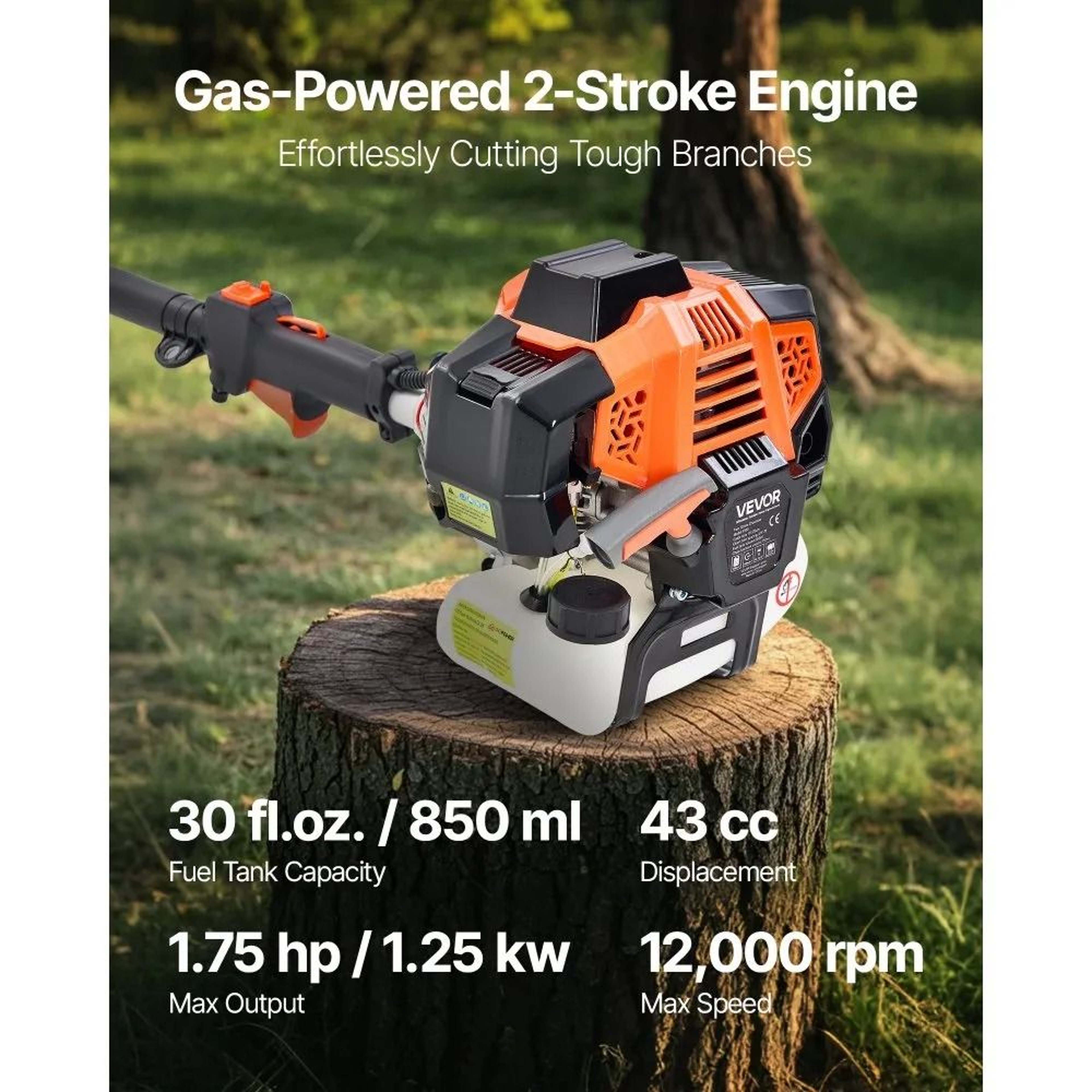 Premium 43CC Gas Pole Saw With Rotatable Head Powerful Extendable Tree Trimmer 2