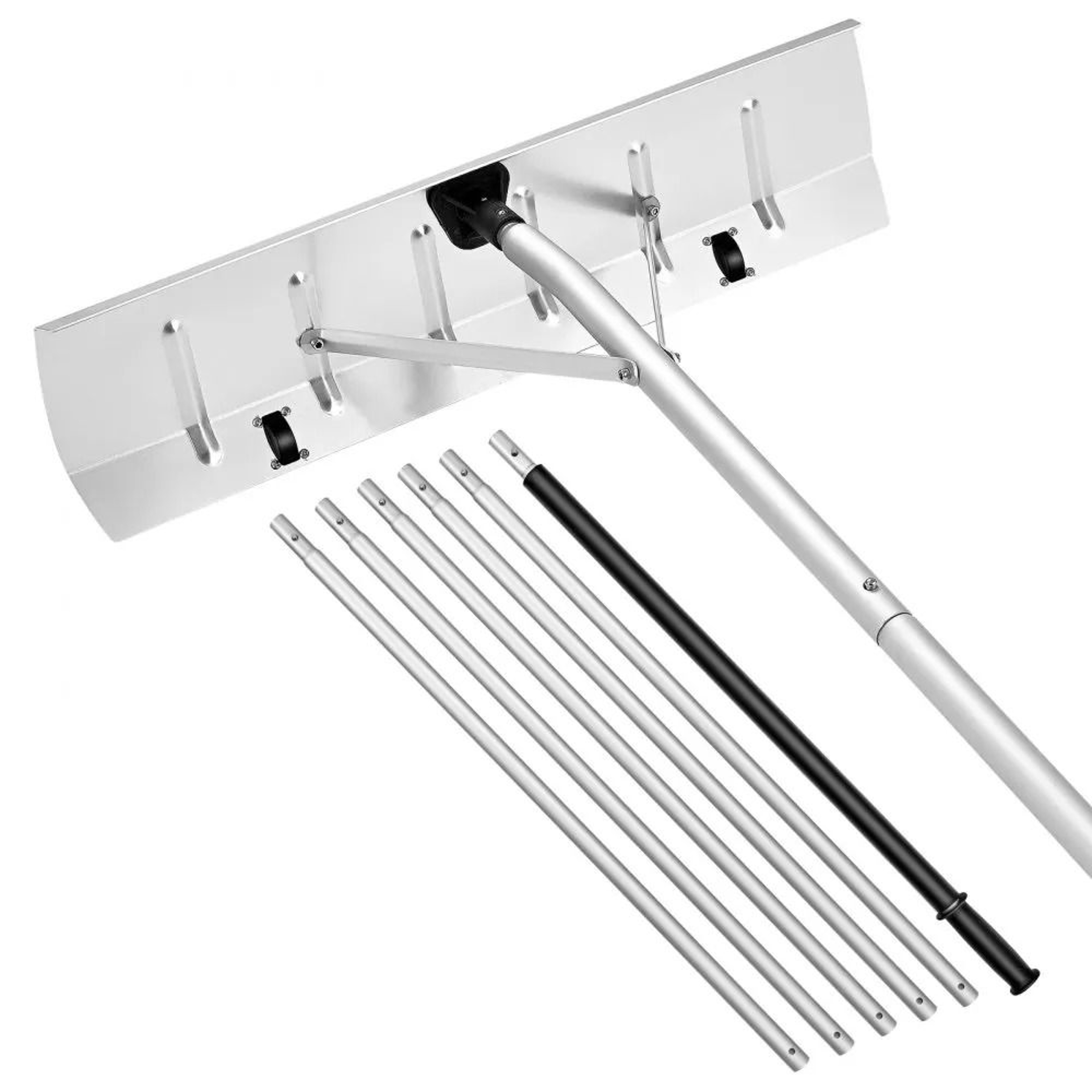 Premium Telescoping Snow Roof Rake With Wheels Adjustable Aluminum Blade 0