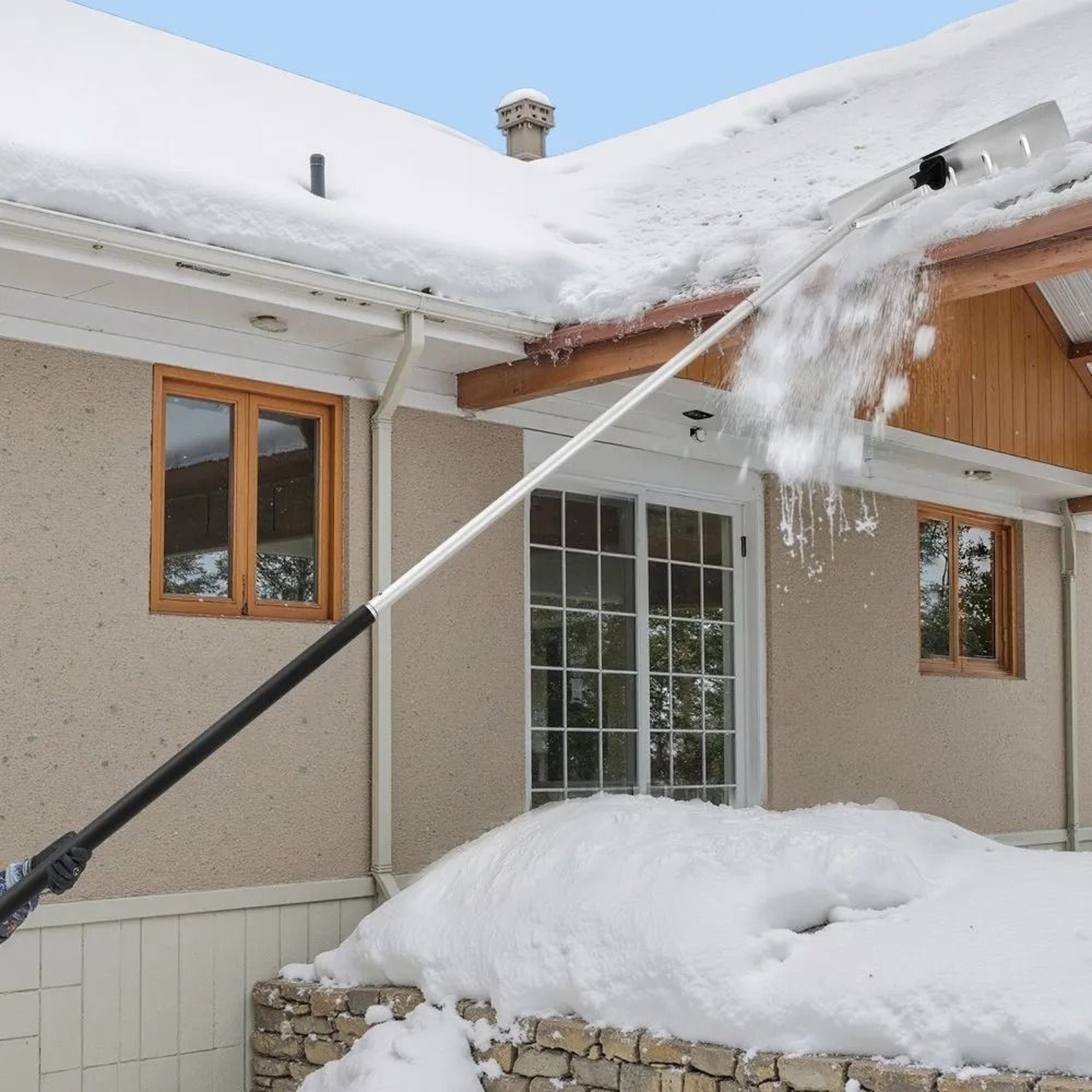 Premium Telescoping Snow Roof Rake With Wheels Adjustable Aluminum Blade 5