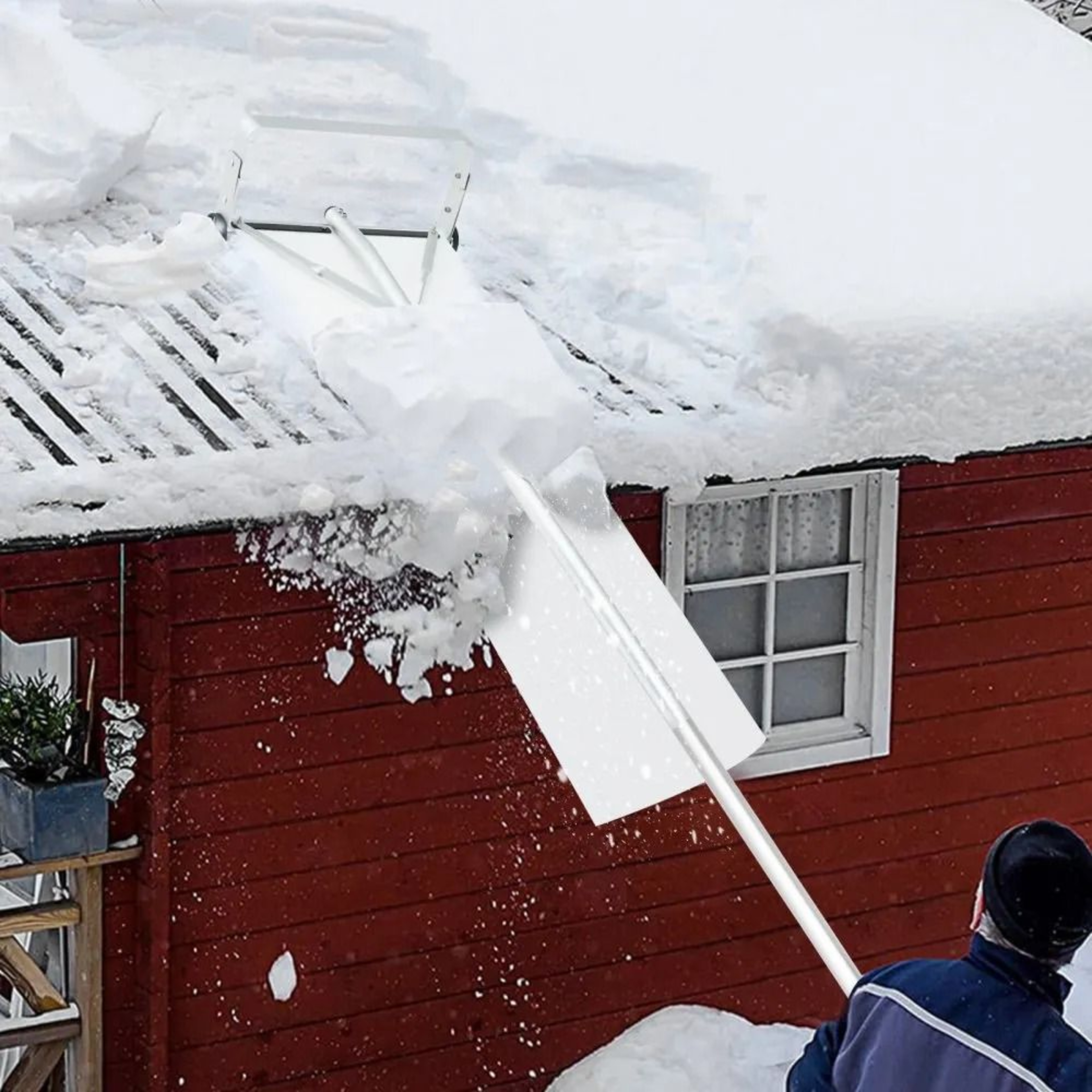 Extendable Snow Roof Rake  Aluminum Roof Snow Removal Tool 30ft Reach 5
