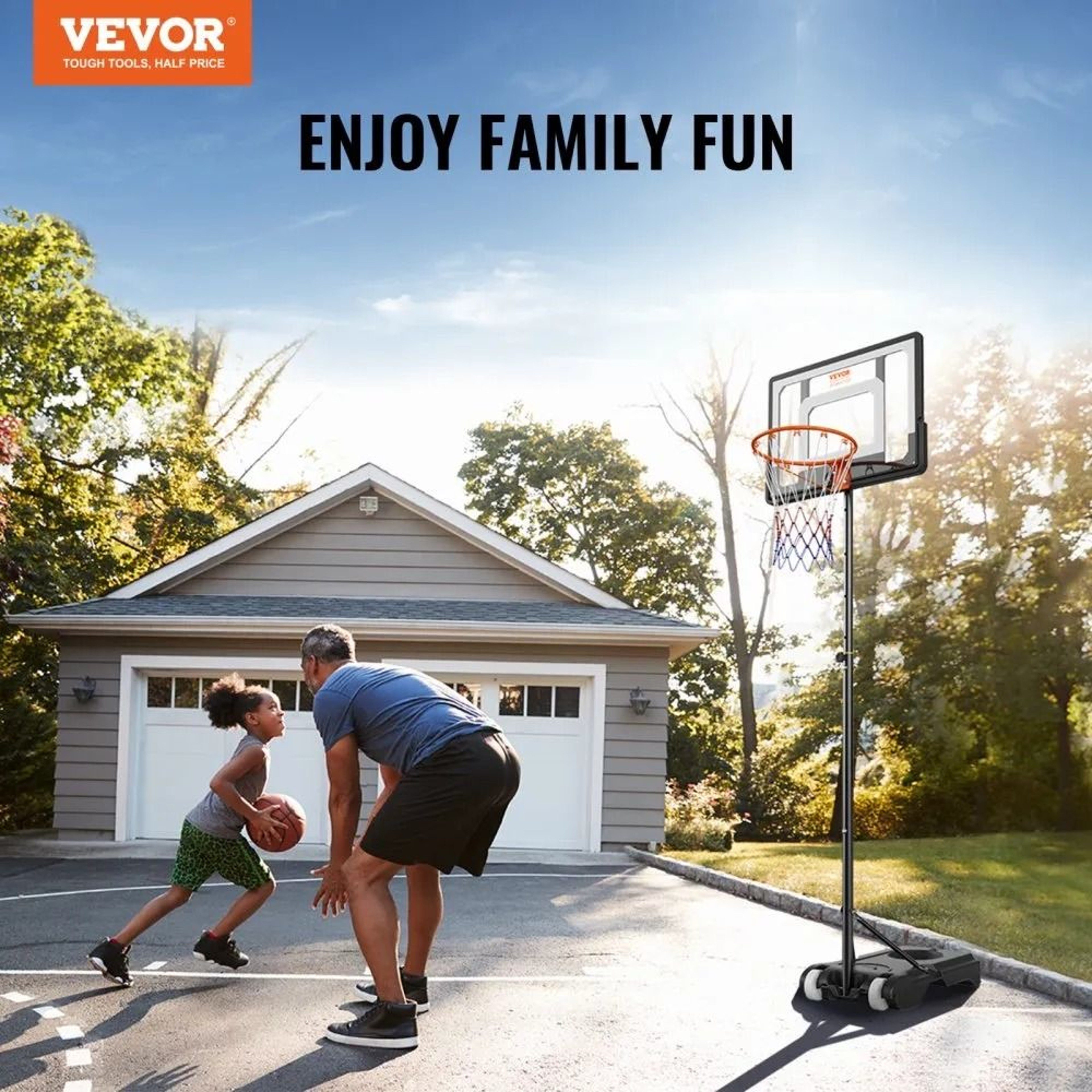 Portable Basketball Hoop 57 FT Adjustable Goal With Wheels  Fillable Base For Kids And Adults 2