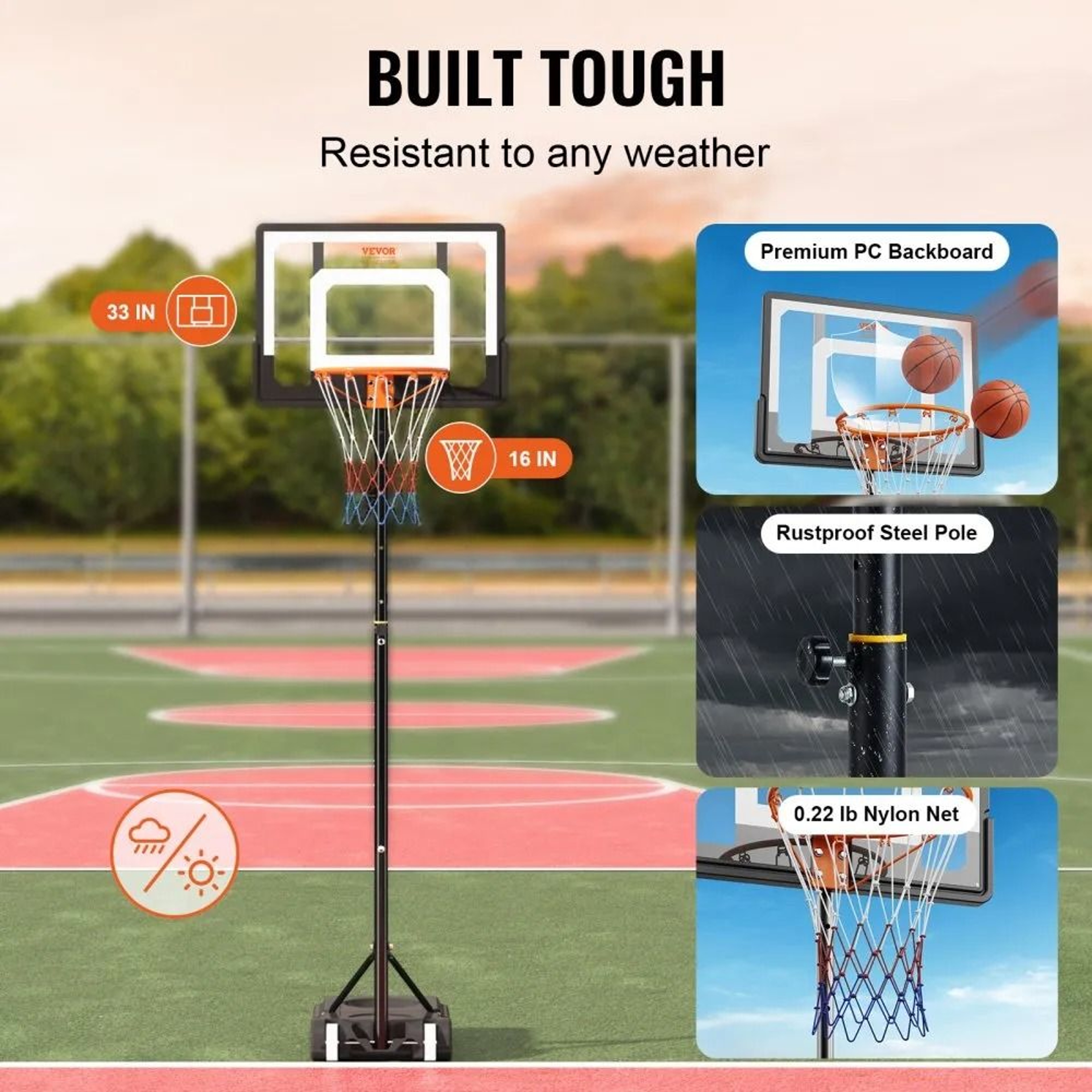 Portable Basketball Hoop 57 FT Adjustable Goal With Wheels  Fillable Base For Kids And Adults 3