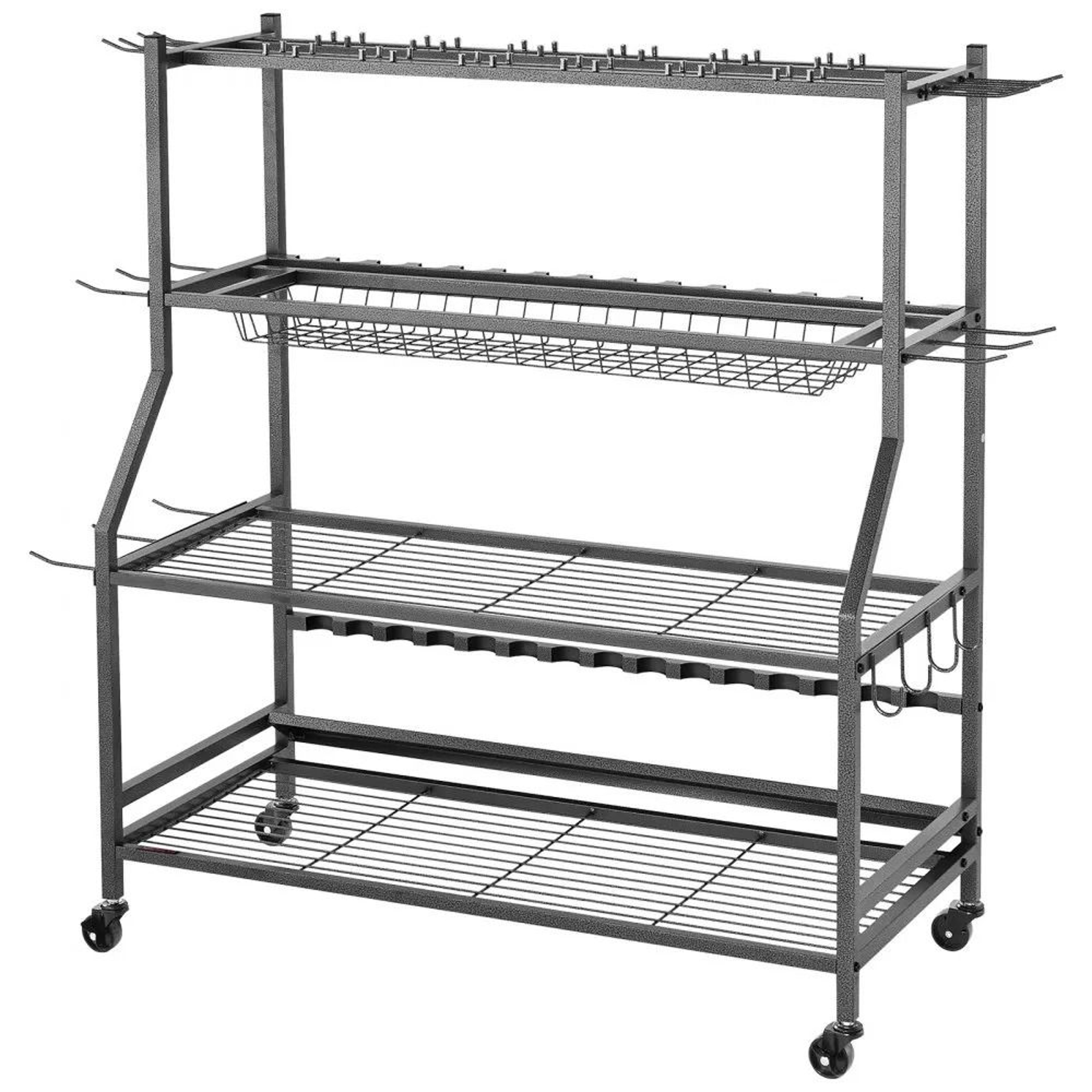 15Rod Fishing Rod Holder With Wheels Mobile Fishing Pole Rack Organizer For Garage Storage 7