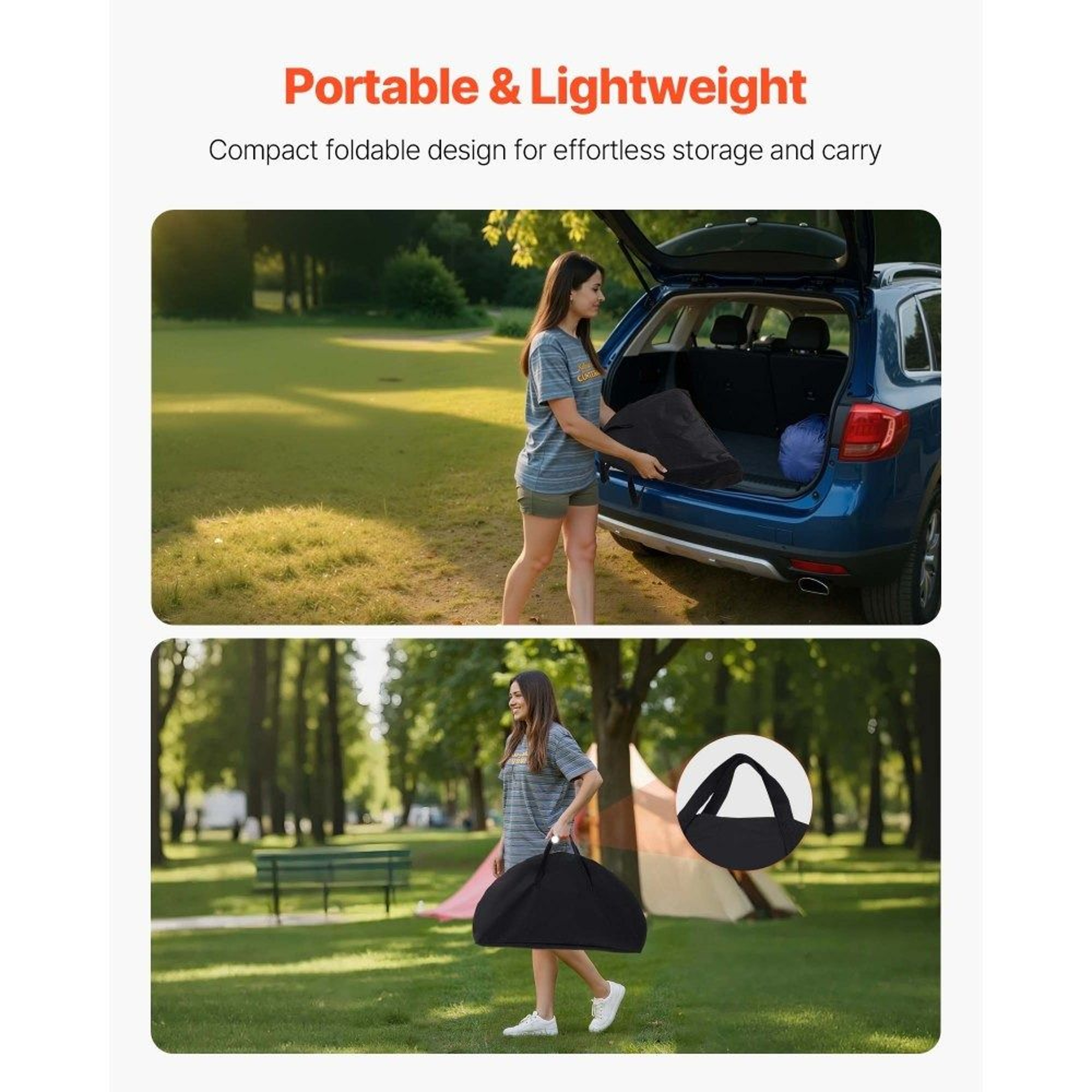 Portable Folding Camping Table With Cup Holders Waterproof Oxford Picnic Table For Beach Tailgating 4