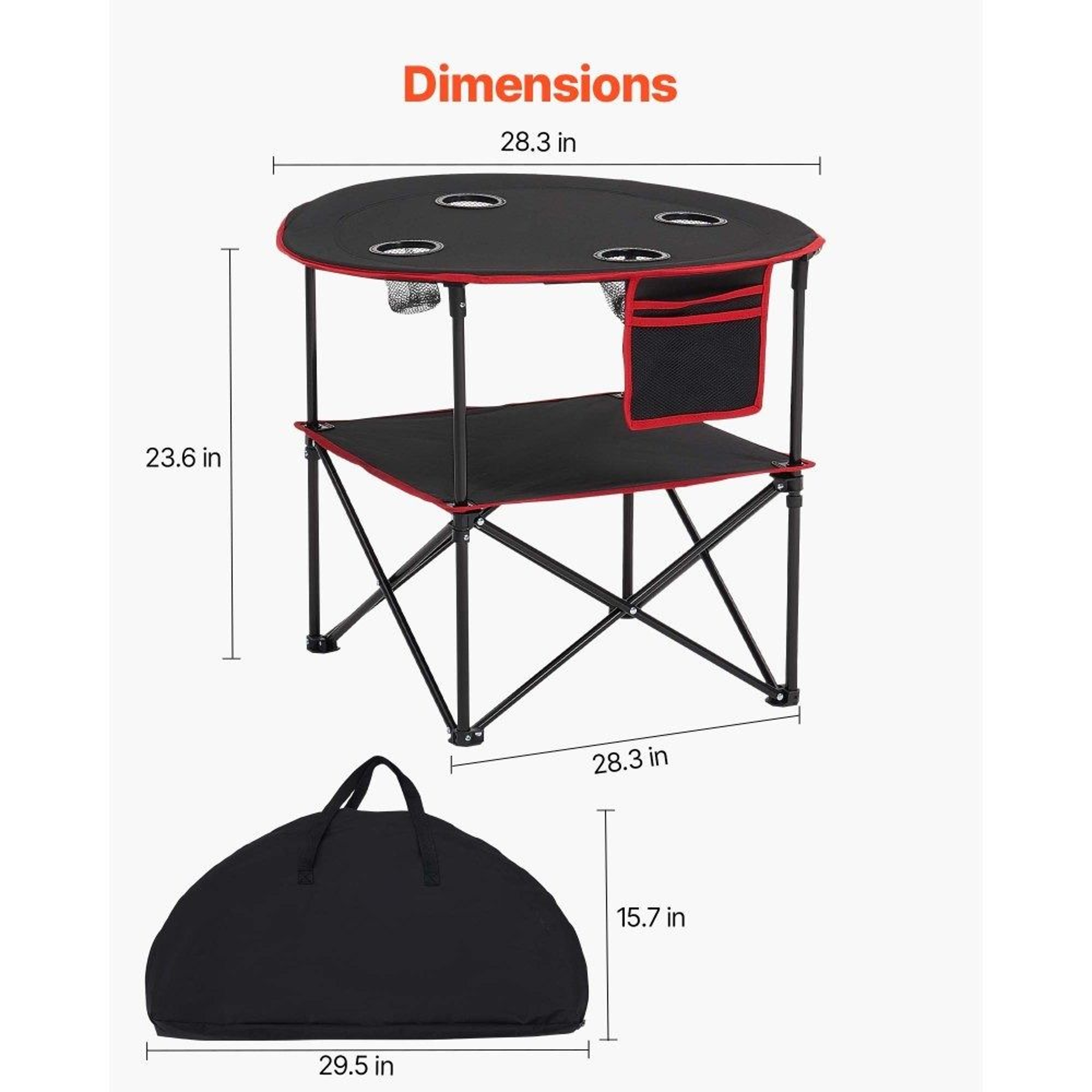Portable Folding Camping Table With Cup Holders Waterproof Oxford Picnic Table For Beach Tailgating 7