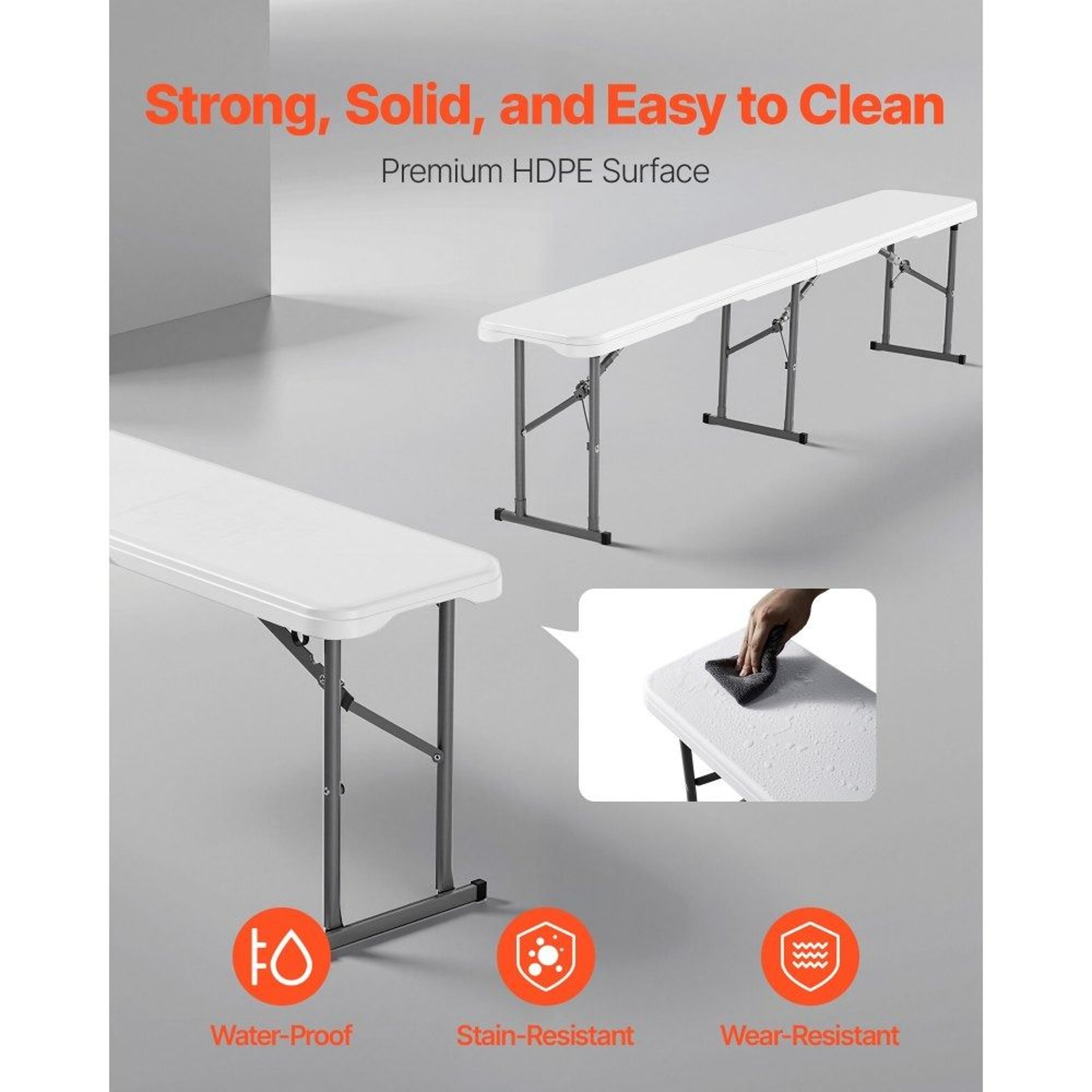 6FT Folding Bench Portable Heavy Duty Indoor Outdoor Seating Bench 2