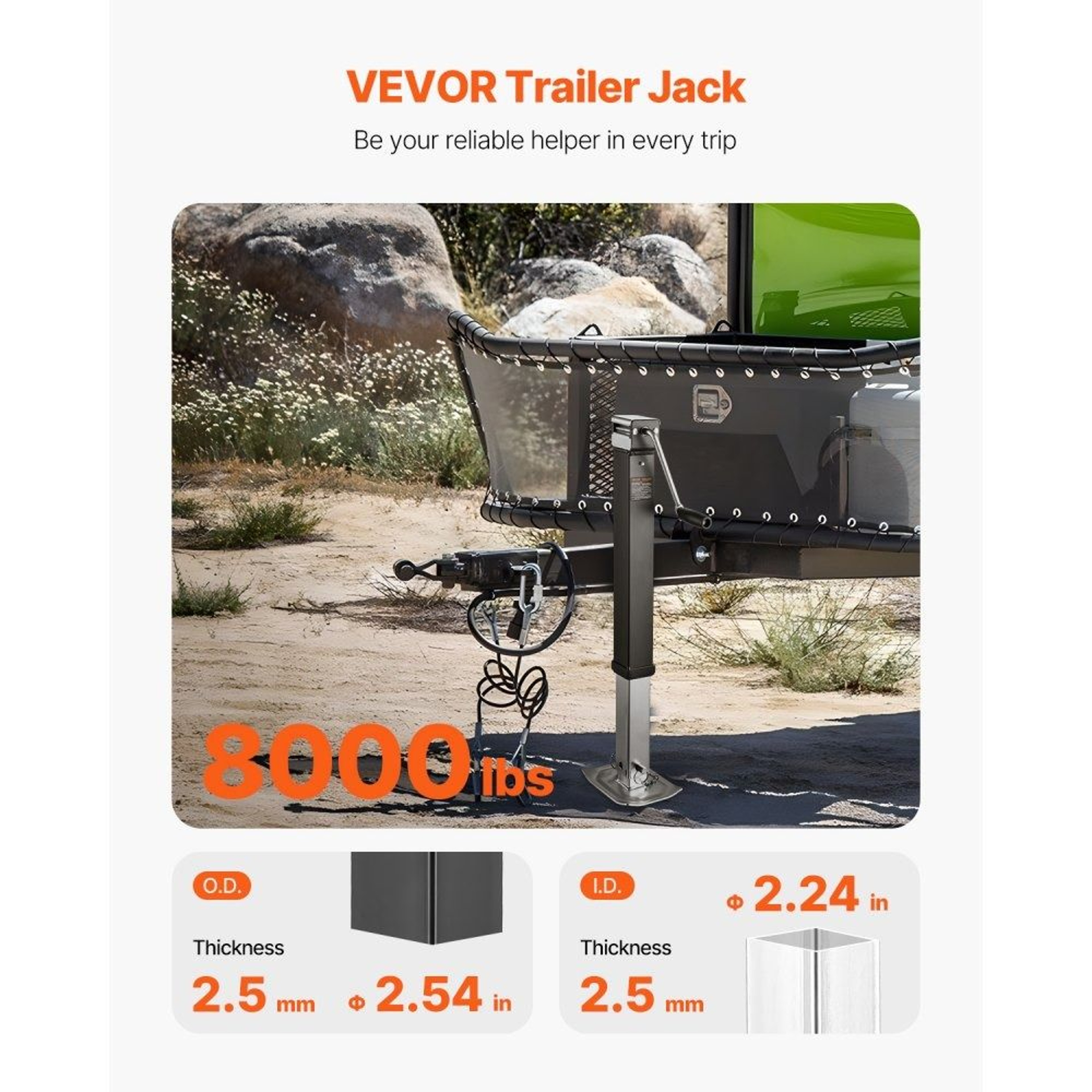 Heavy Duty Trailer Jack 8000 Lbs With Swivel Pipe Mount For RV  Utility Trailers 3