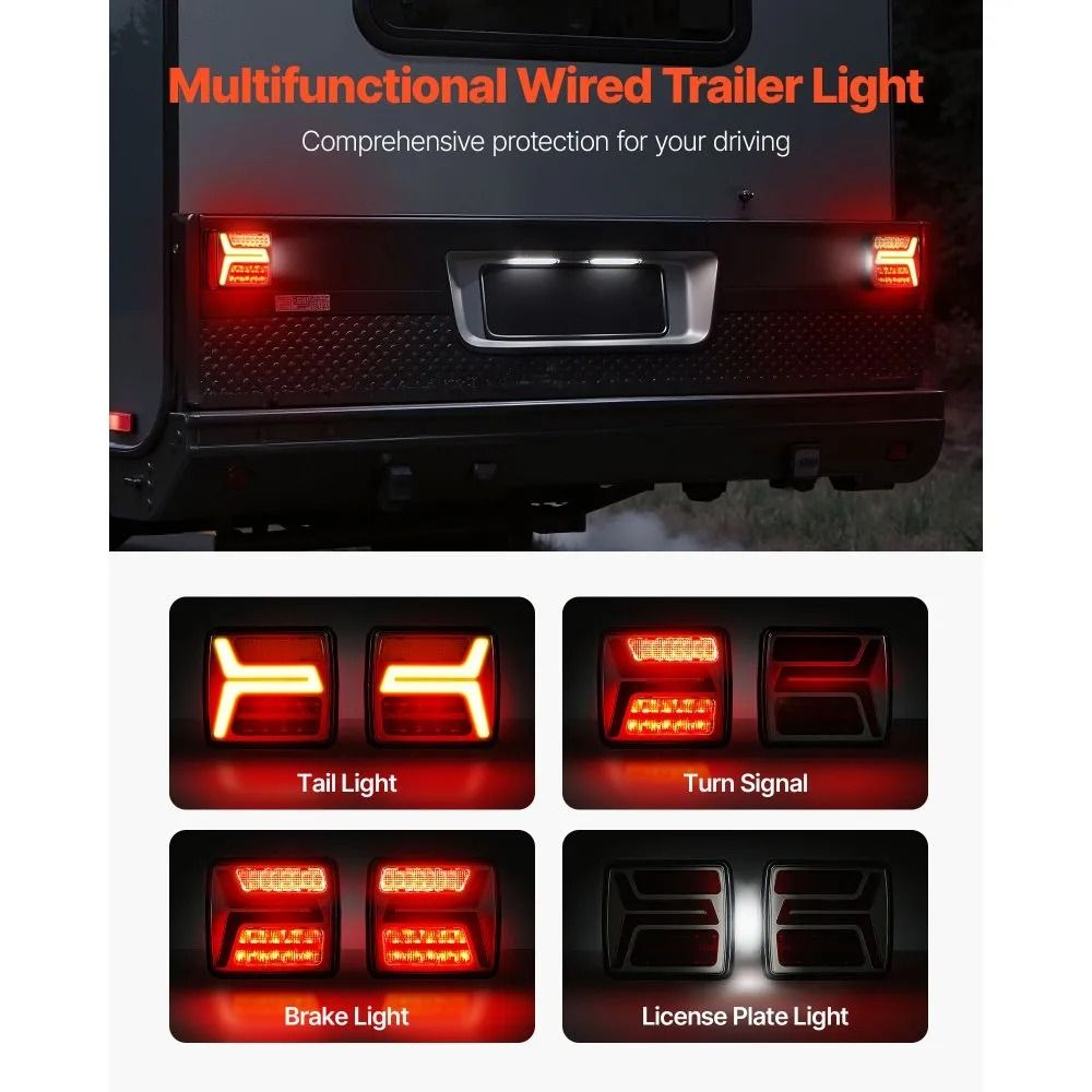 Magnetic LED Trailer Lights Kit With Waterproof Tow Wiring For Boat RV  Utility Trailers 1