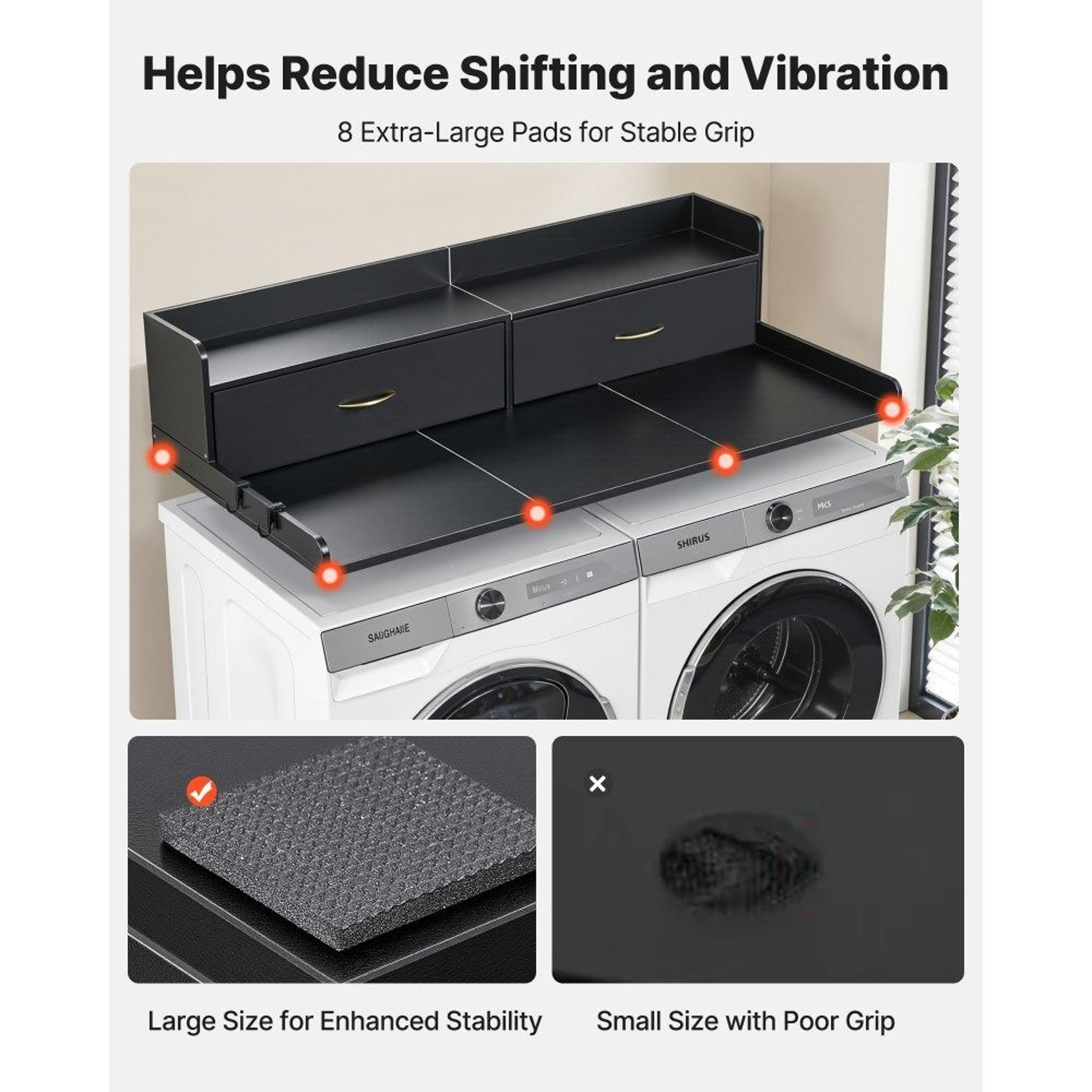 Washer Dryer Countertop With Storage Shelf  Drawers For Laundry Room Organization 3