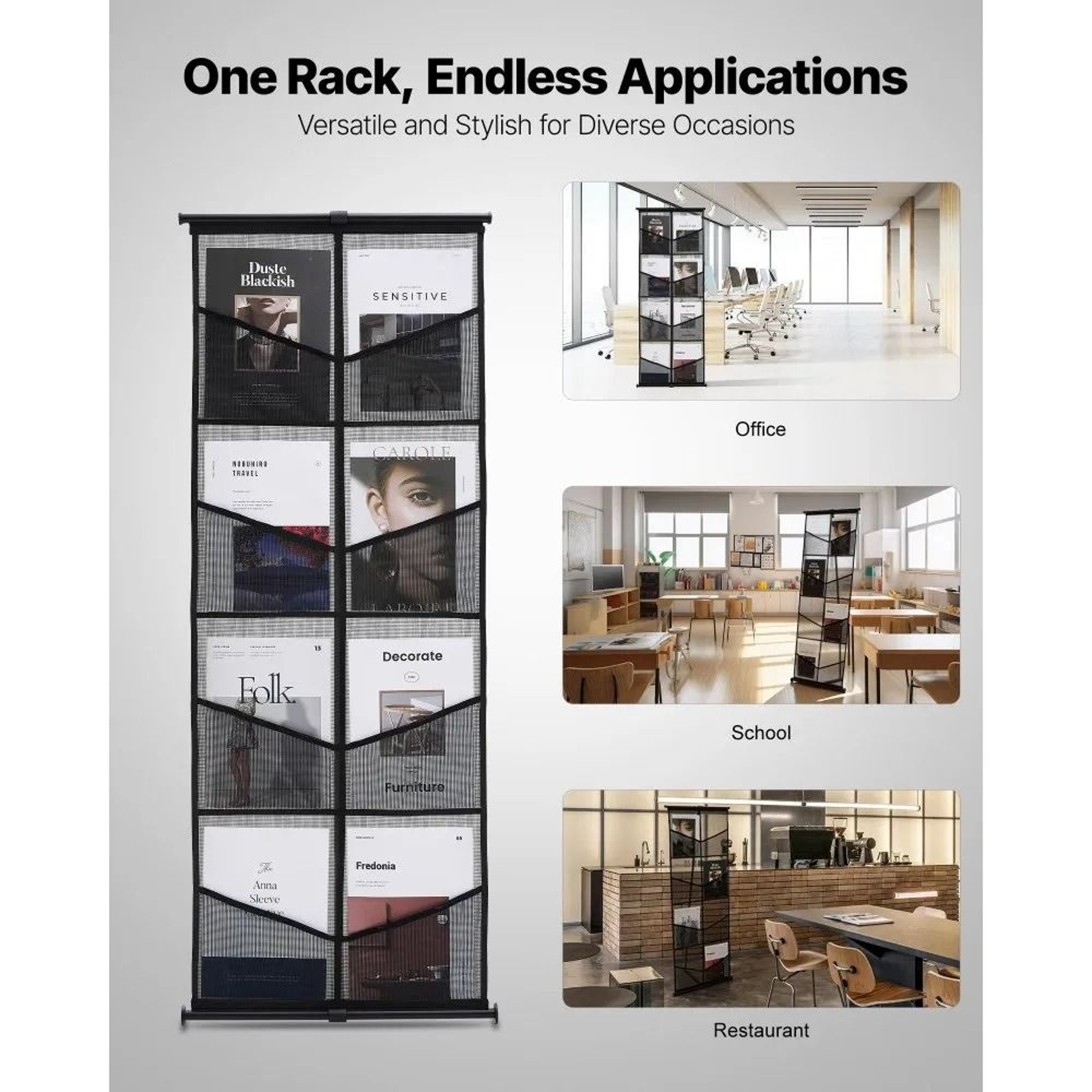 Brochure Display Stand 4Tier Portable Literature Display Rack With 8 Mesh Pockets 3