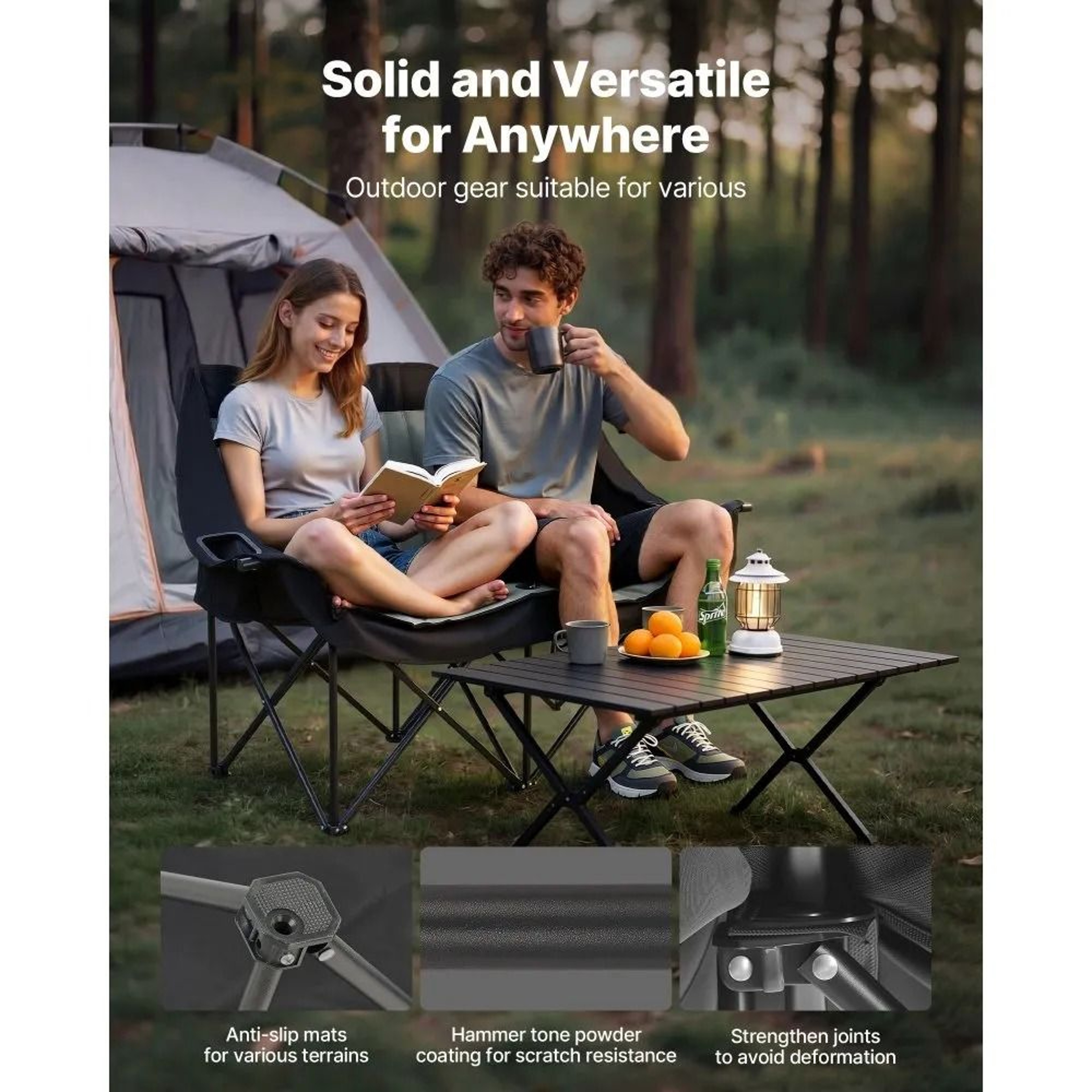 Heavy Duty Outdoor Double Camping Chair For Two Adults 1