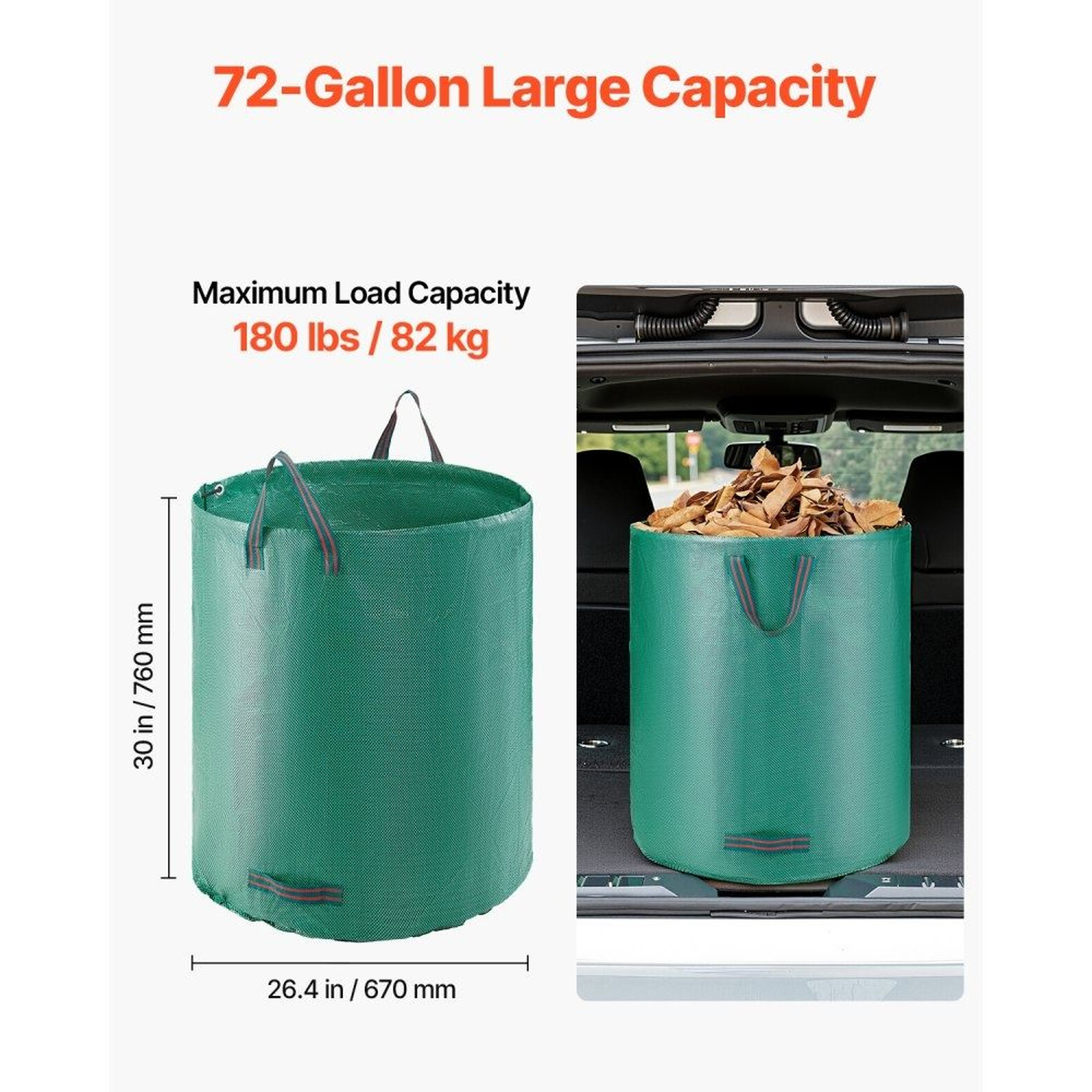 3 Pack 72 Gallon Heavy Duty Reusable Yard Waste Bags With Handles 6
