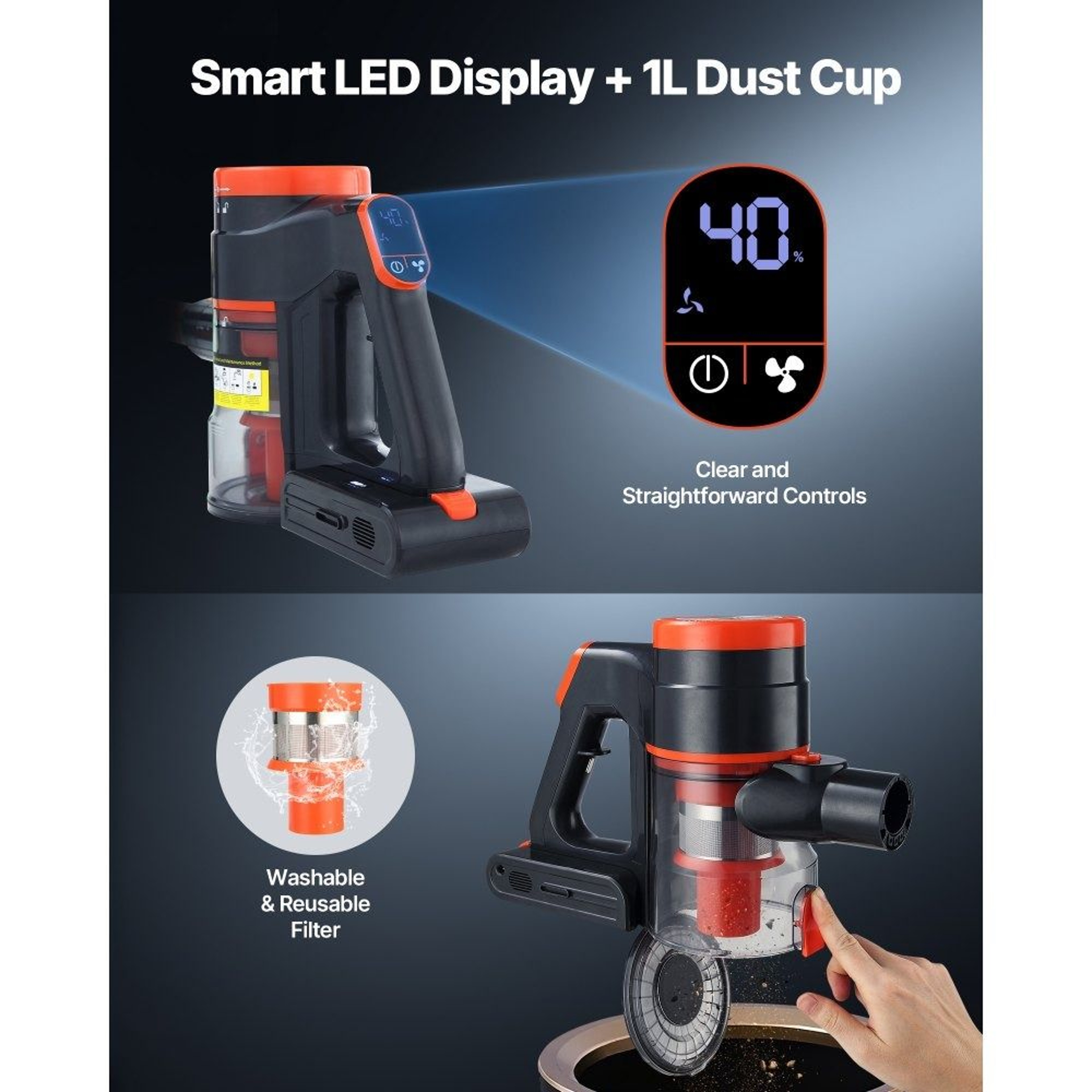 Cordless Vacuum Cleaner 40KPA Suction AntiTangle Stick Vacuum For Pet Hair  Hard Floors 4