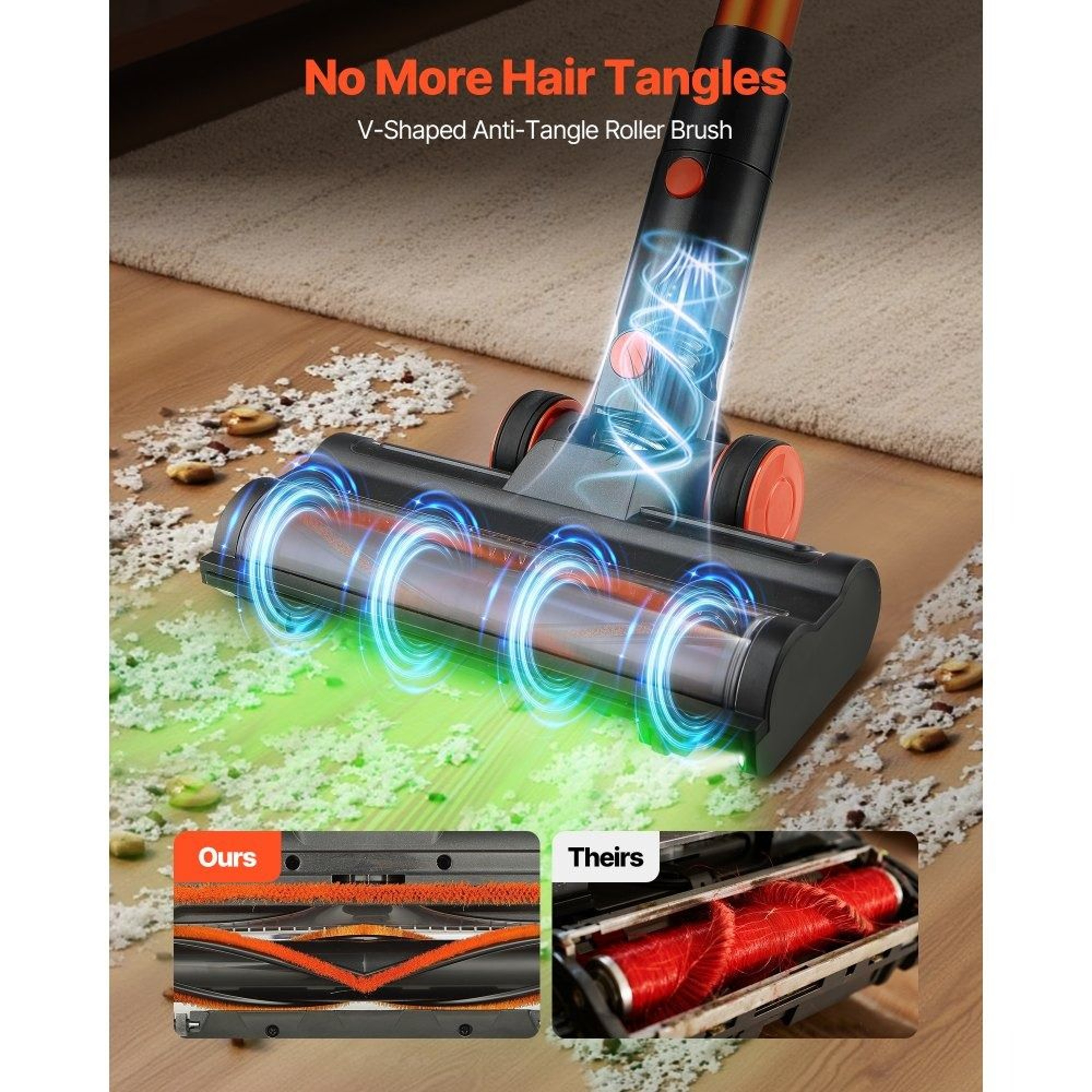 Cordless Vacuum Cleaner 40KPA Suction AntiTangle Stick Vacuum For Pet Hair  Hard Floors 2