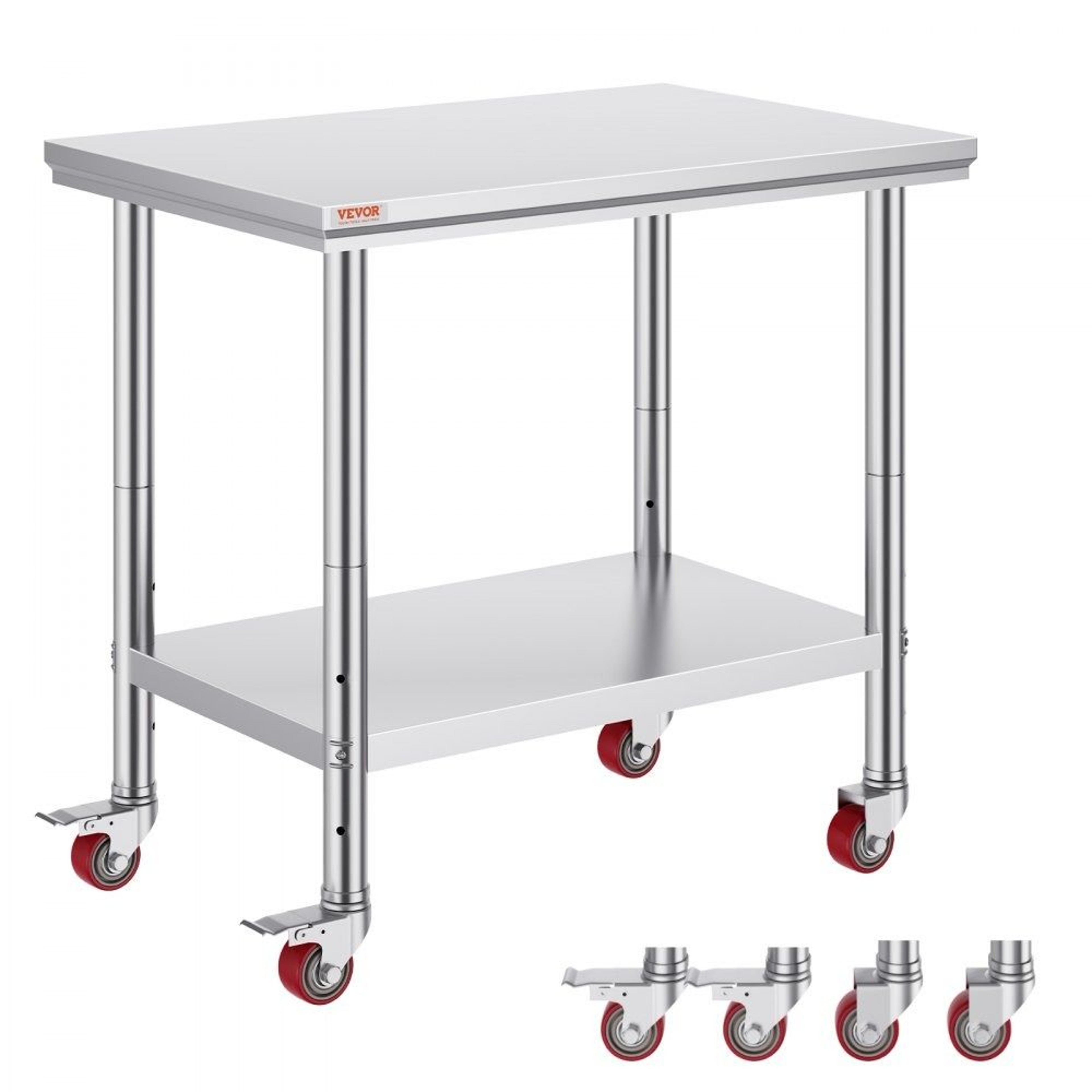 Heavy Duty Commercial Stainless Steel Work Table With Wheels And Adjustable Height 0