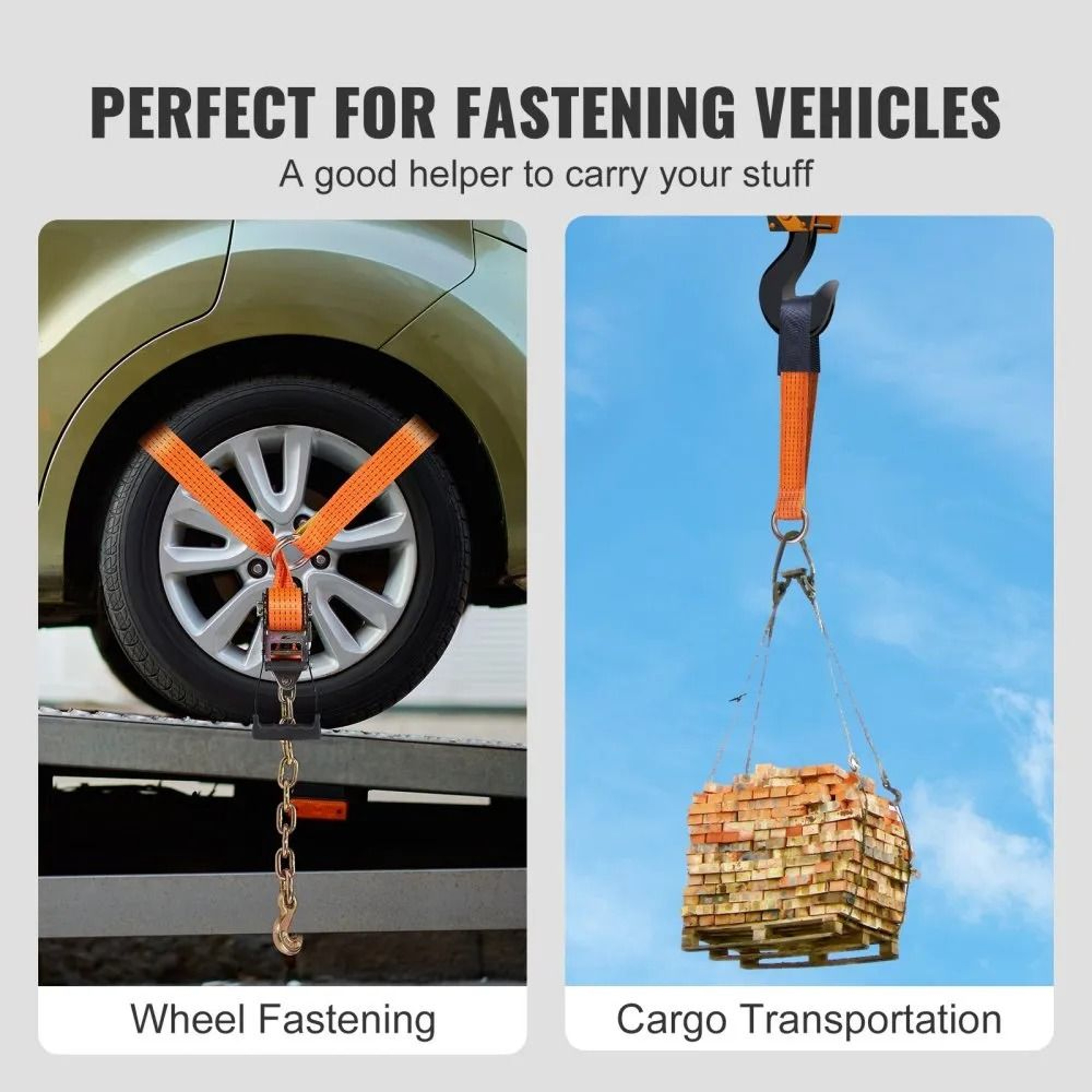 Car Tie Down Straps 4 Pack Heavy Duty Lasso Tire Straps With Chain Anchors 1