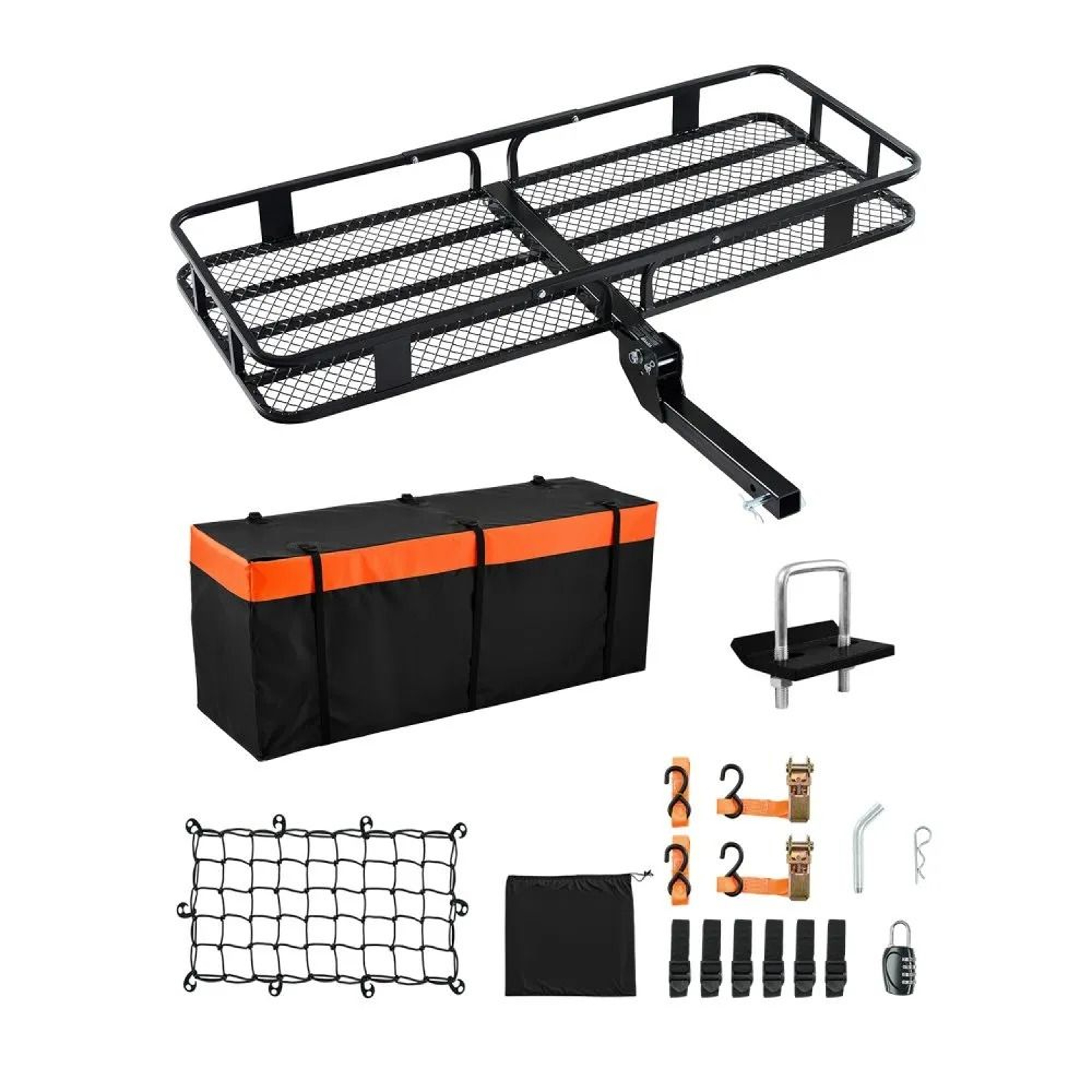 500 Lb Folding Hitch Cargo Carrier With Waterproof Bag And Cargo Net 0