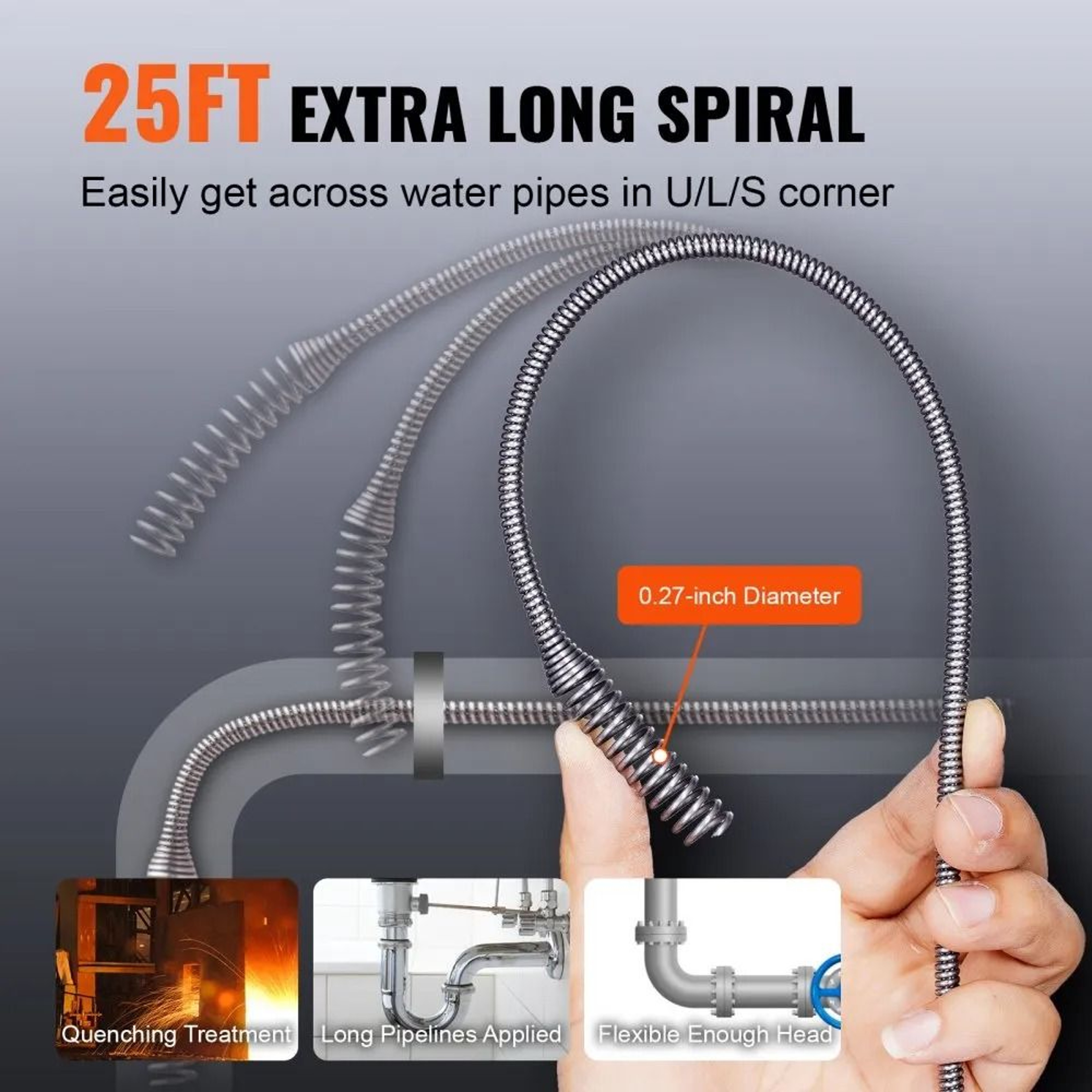 12V Electric Drain Auger 25FT Cordless Plumbing Snake With Auto Feed 4