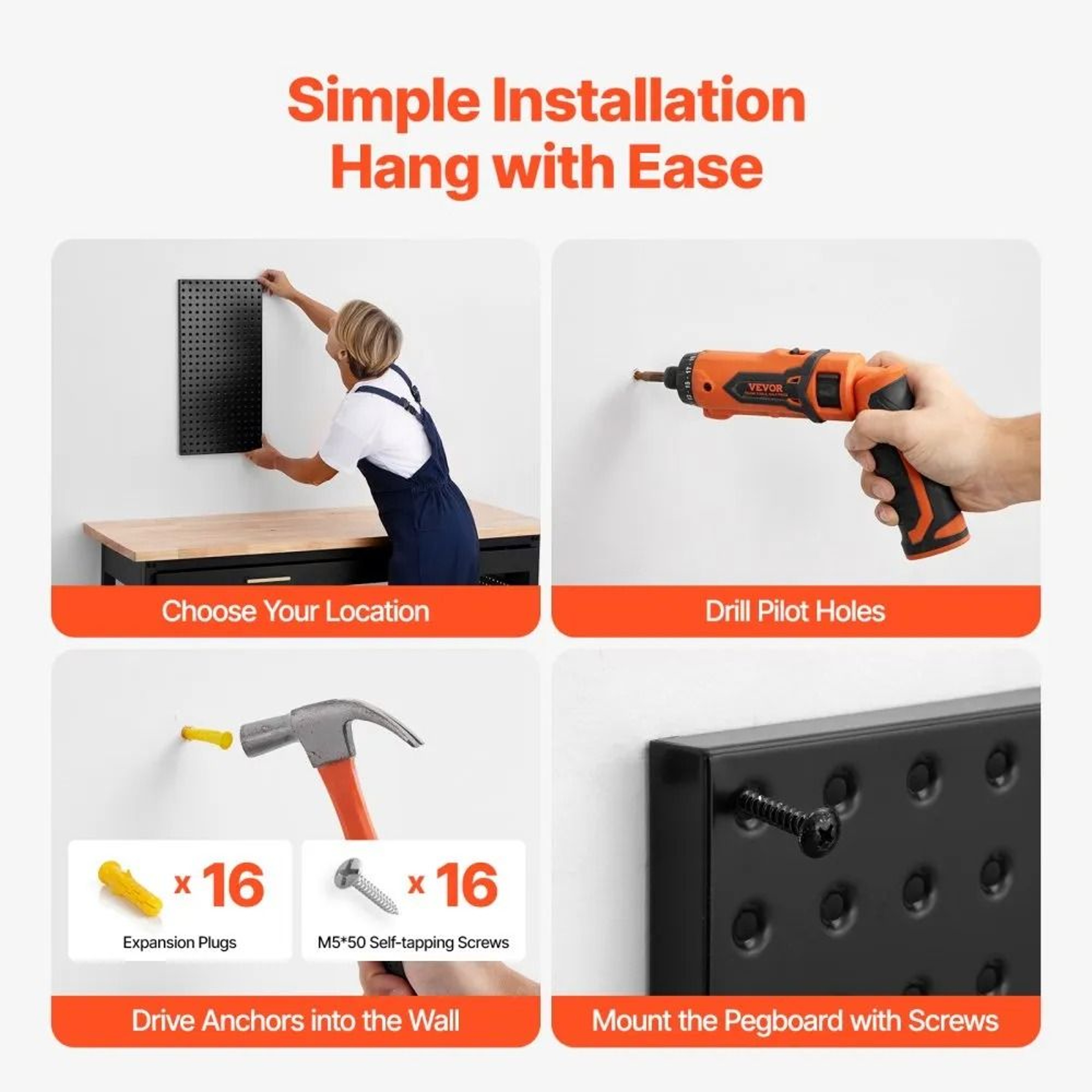 Metal Pegboard Panels Heavy Duty Garage Wall Organizer 6