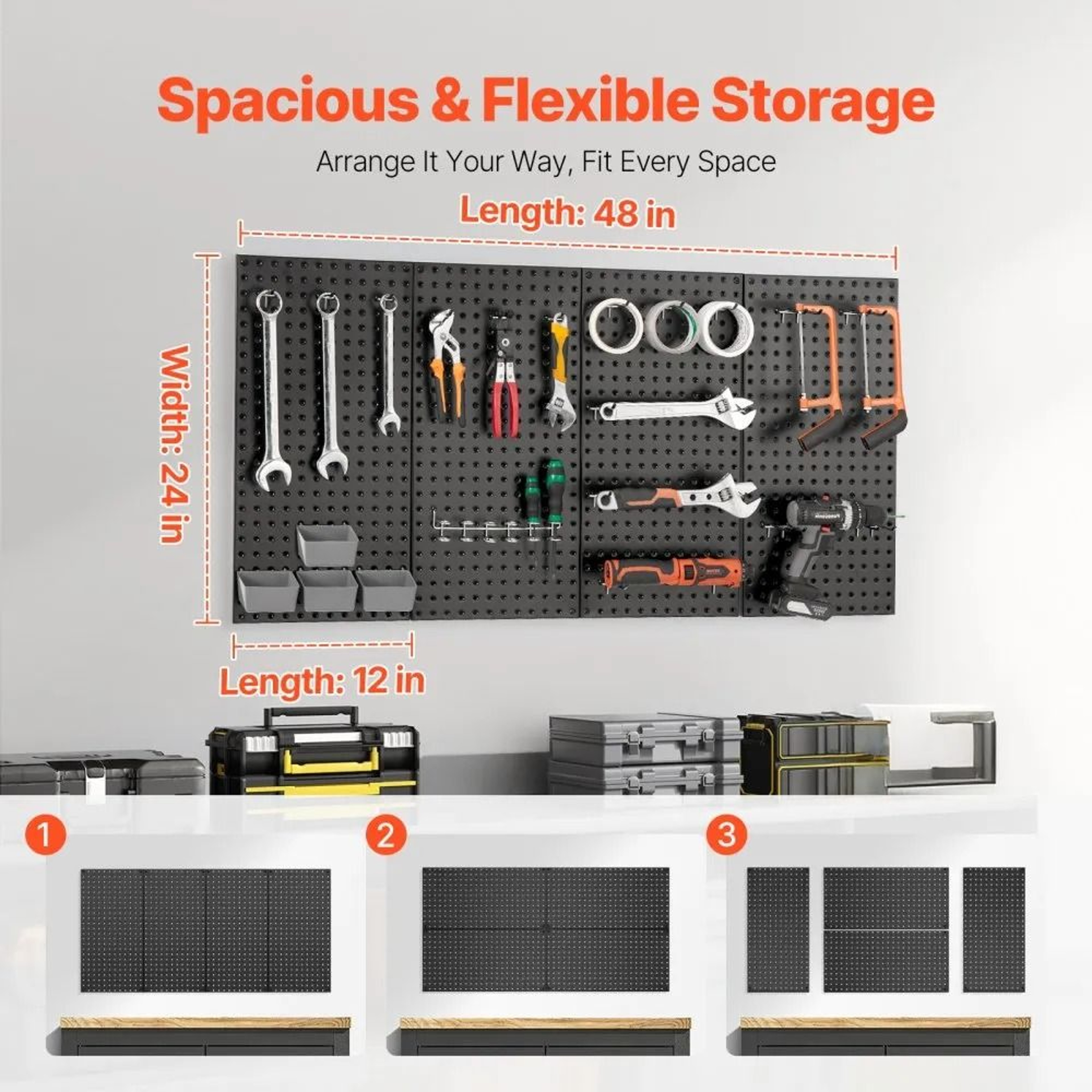 Metal Pegboard Panels Heavy Duty Garage Wall Organizer 3