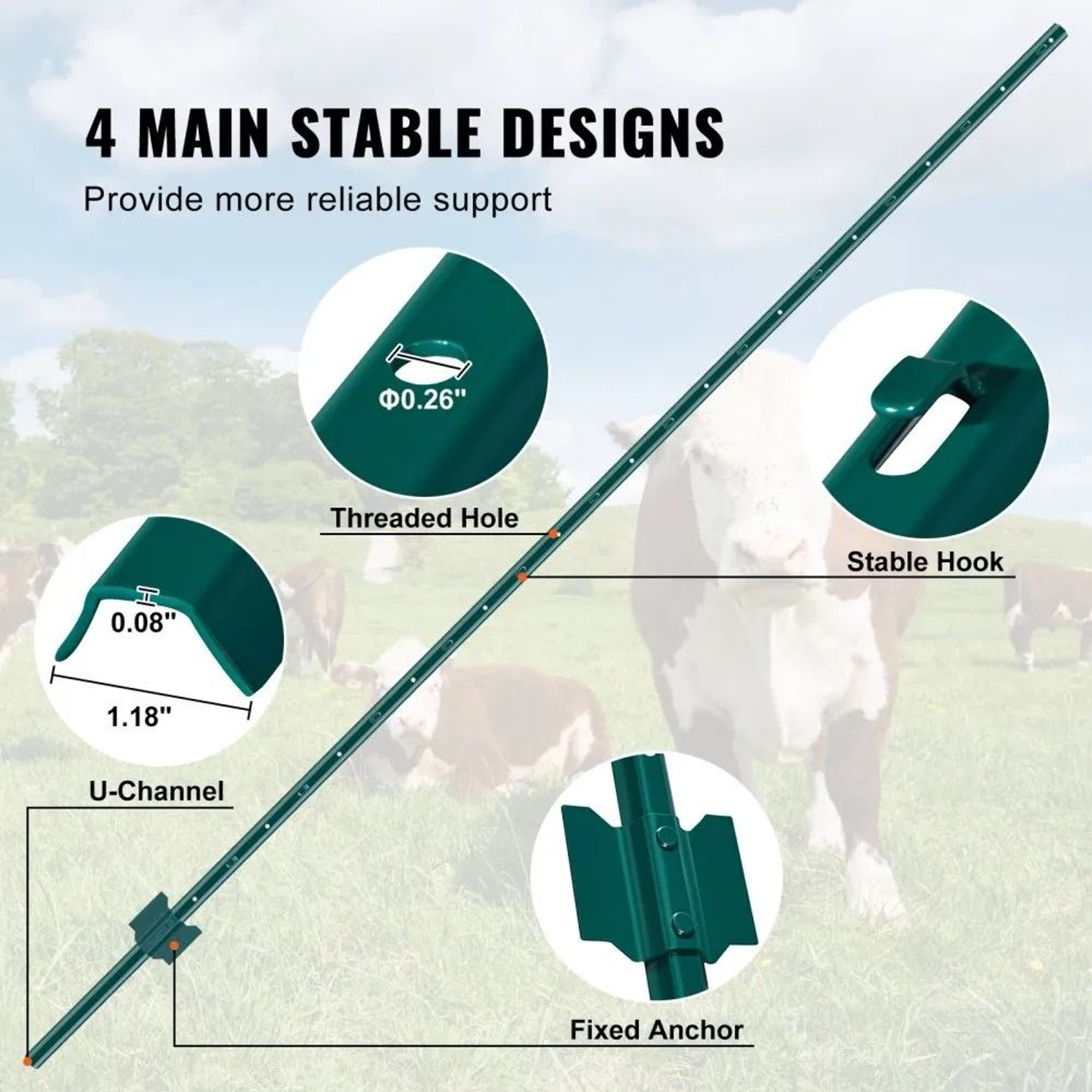 7 Feet Heavy Duty Metal Fence Posts 10 Pack U Channel Steel Stakes For Garden Farm Fencing 5