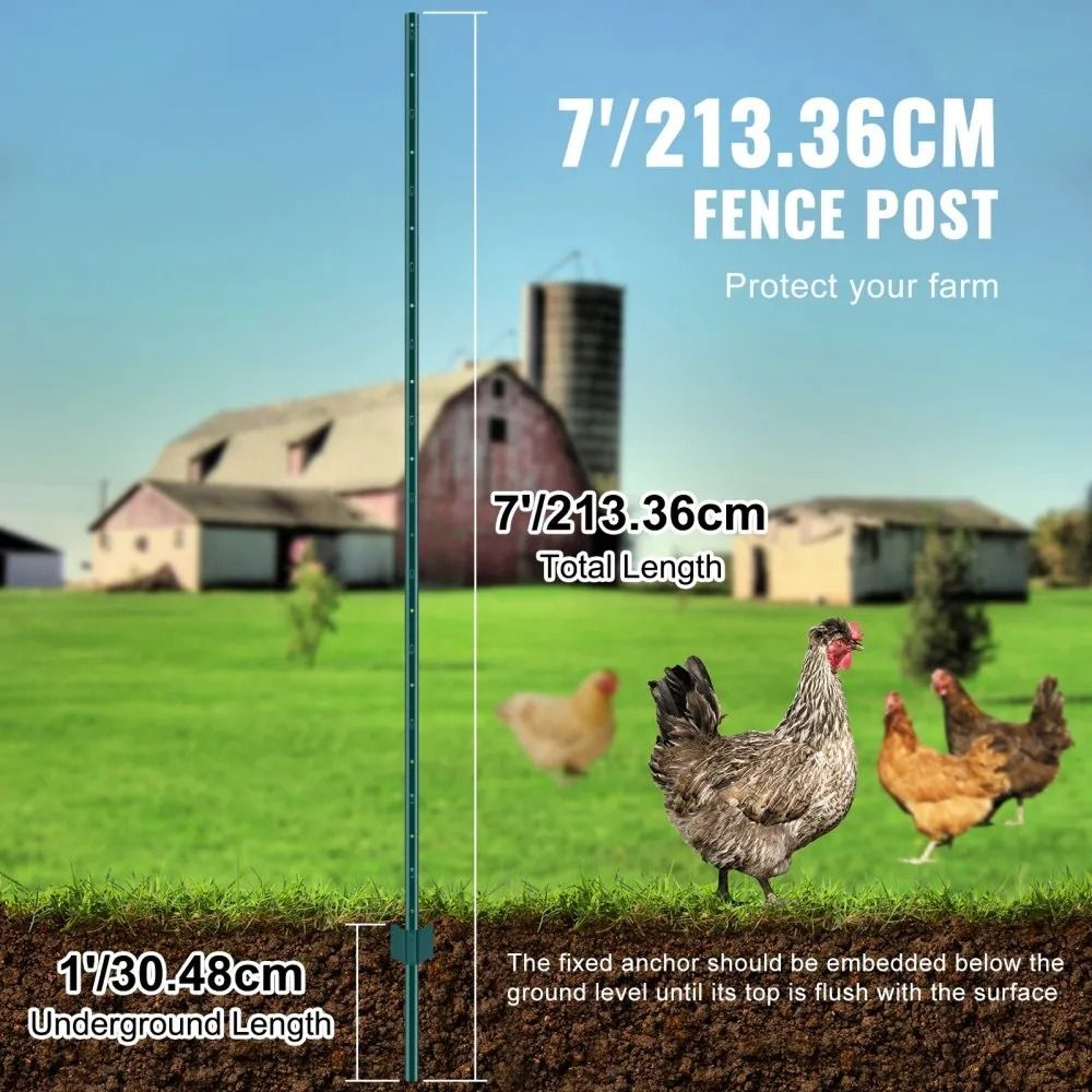 7 Feet Heavy Duty Metal Fence Posts 10 Pack U Channel Steel Stakes For Garden Farm Fencing 1