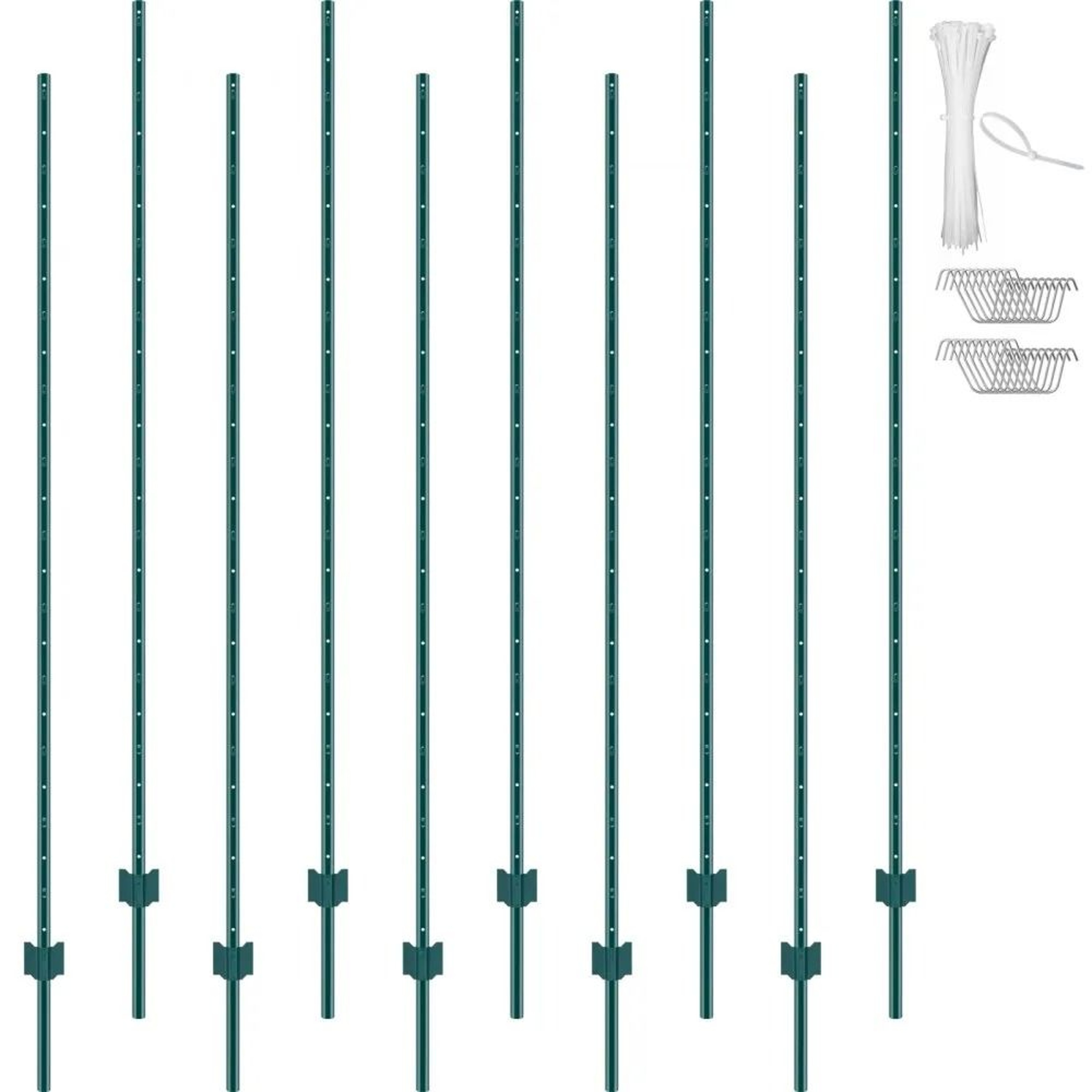 7 Feet Heavy Duty Metal Fence Posts 10 Pack U Channel Steel Stakes For Garden Farm Fencing 0