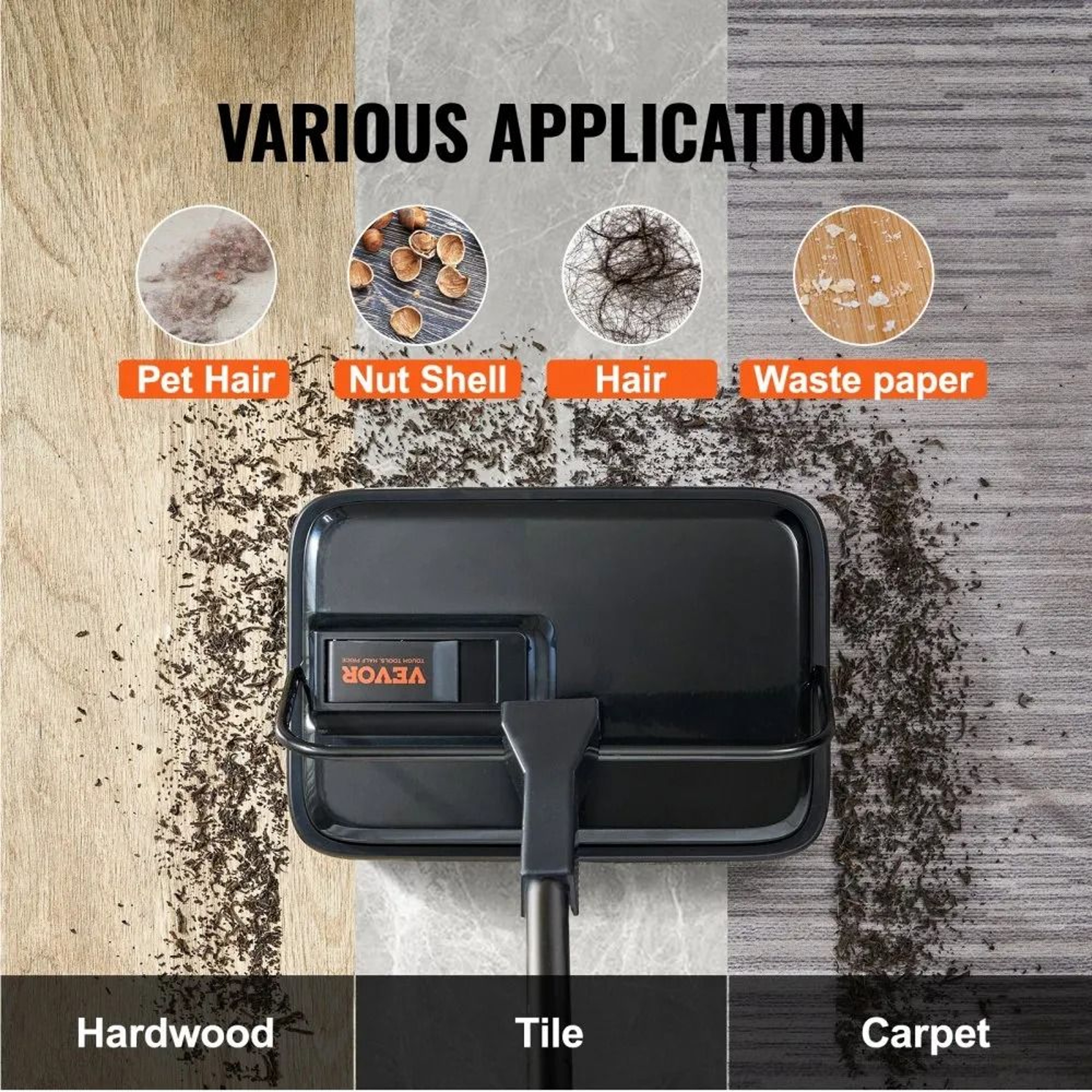 Manual Carpet Sweeper Non Electric Floor Cleaner With 300ml Dustbin For Pet Hair Dust And Debris 2