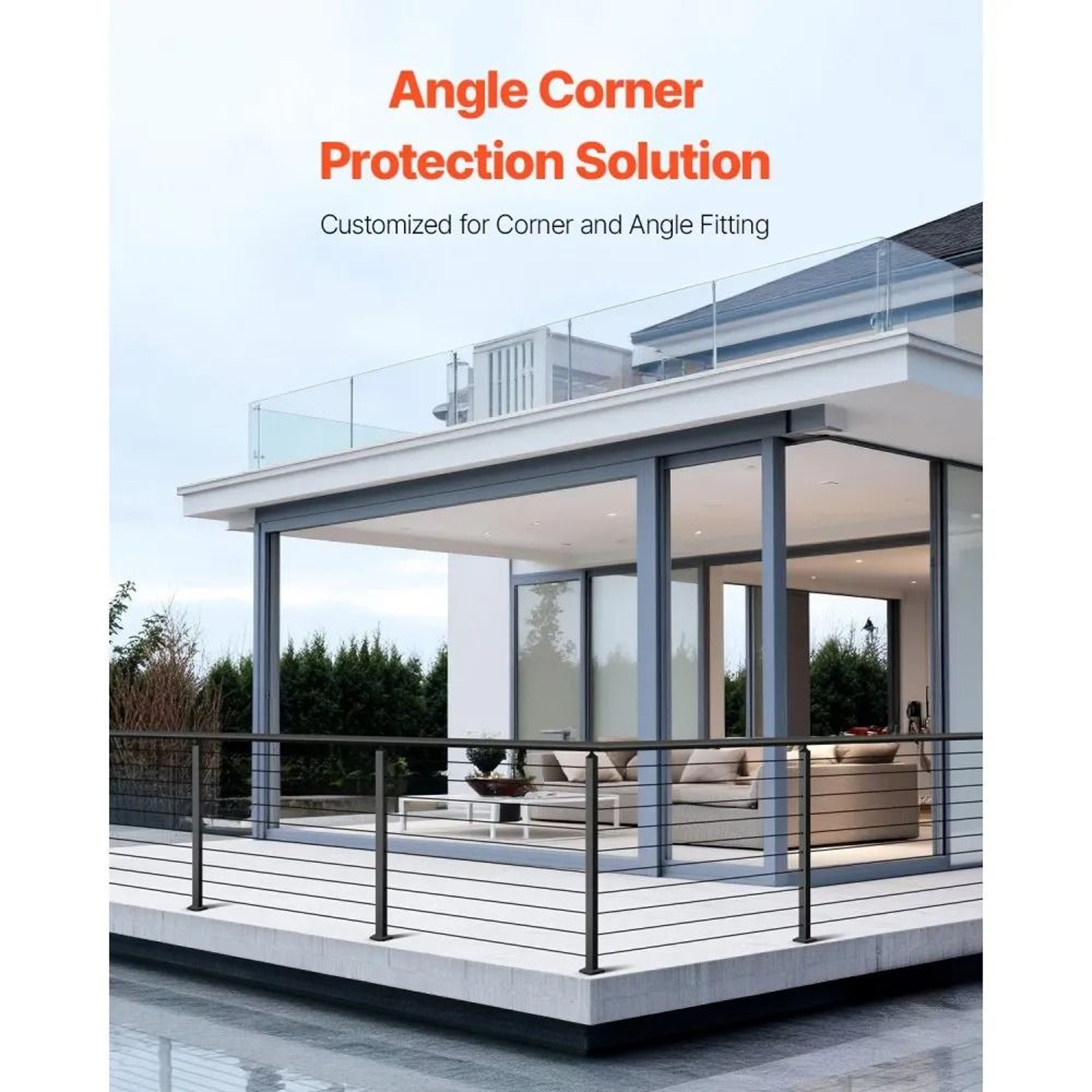 36 Inch Stainless Steel Cable Railing Post With L Shaped Holes For Deck And Stair Railings 1