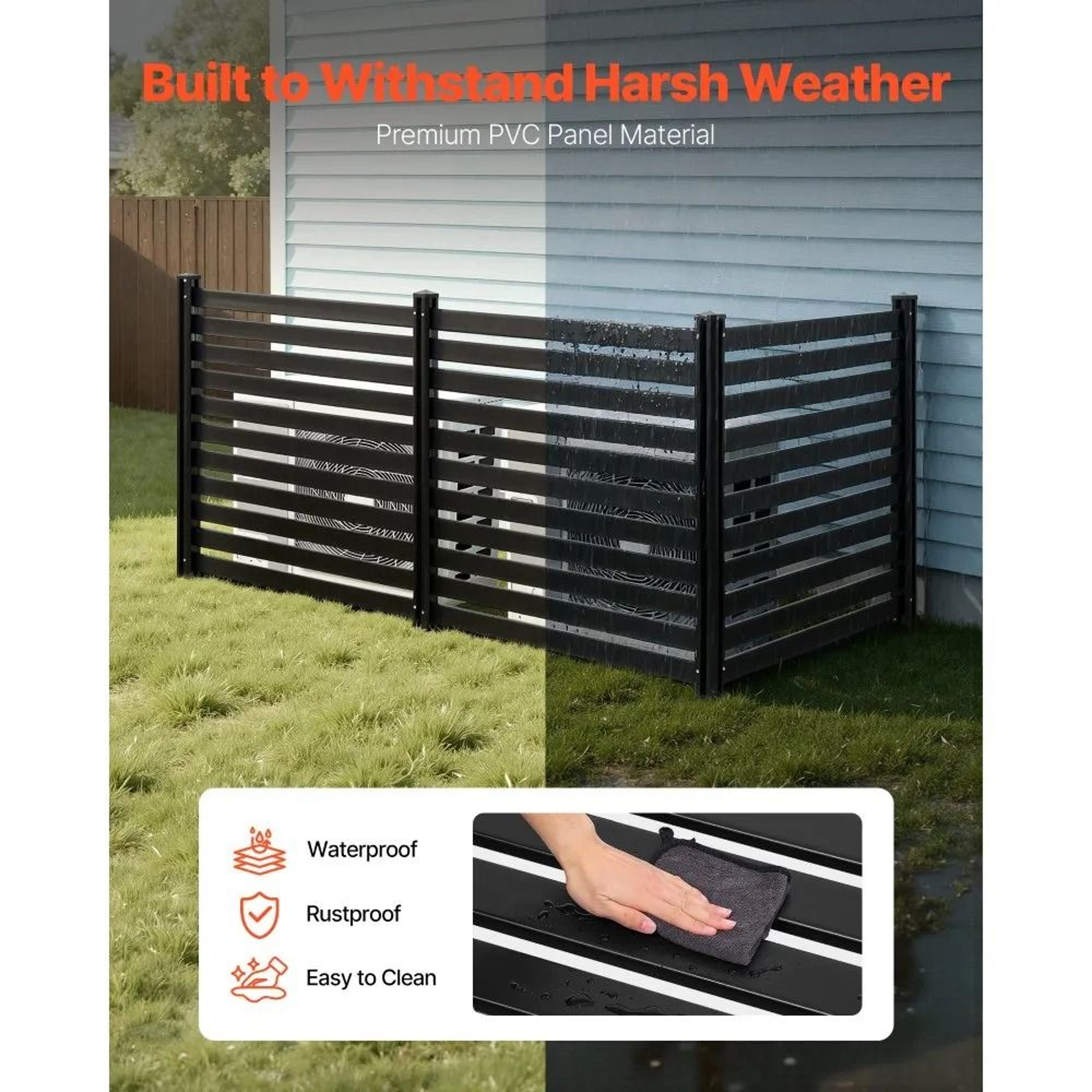 Outdoor Privacy Screen Fence Panels 50 X 48 In Vinyl Enclosure For AC Units Trash Bins And Pool Equ 1